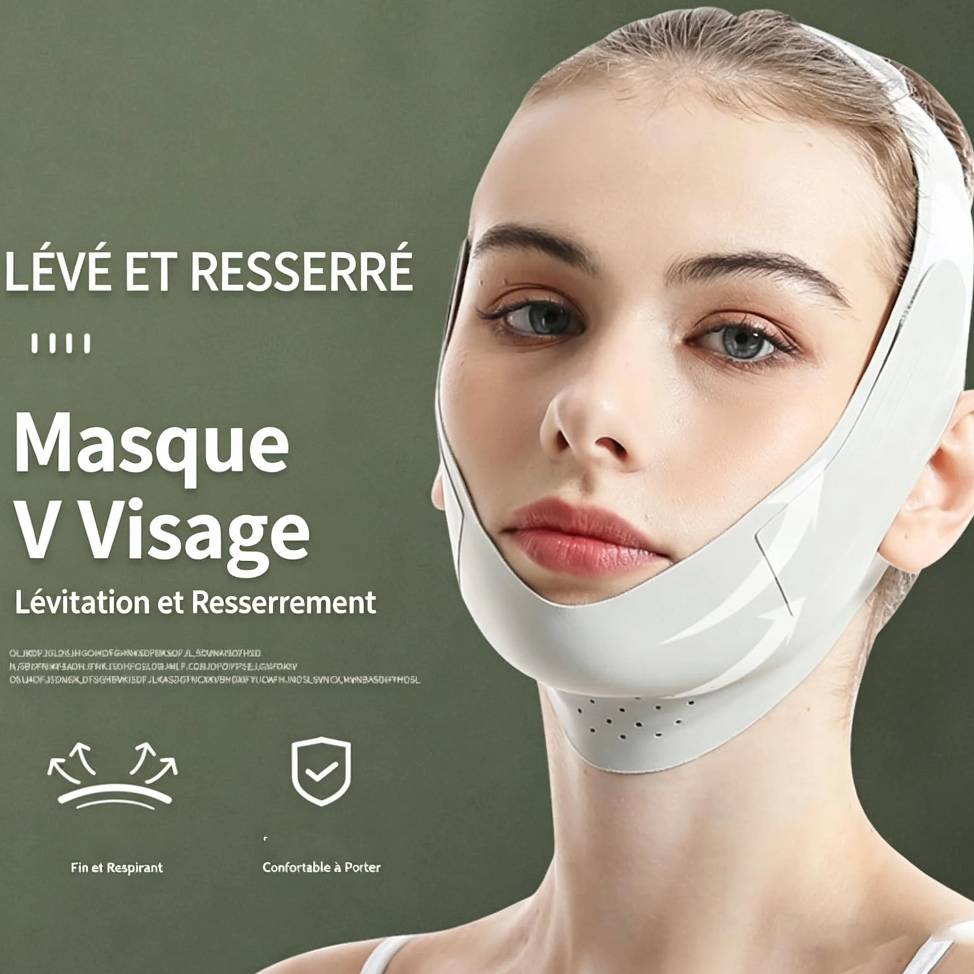 Banda Moldeadora de Colágeno CaraDura Cinta de levantamiento facial transpirable y reutilizable, correa de barbilla para adelgazar y lipocompresión