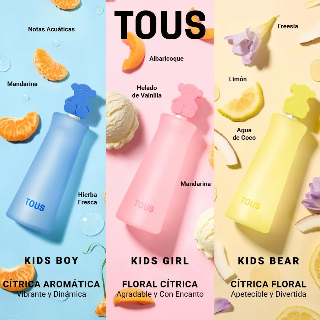 Tous Kids Bear 100 ml, Eau de Toilette para Niños, Aroma Infantil Cítrico Afrutado, con Vaporizador