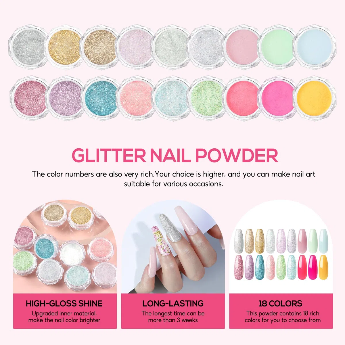 COSCELIA Kit Uñas Acrilicas Completo 21 Colors Acrilico para Uñas Profesional y 30ml Monomero, Glitter Polvo Acrilico para Uñas Acrilico Uñas Extensión Kit para Principiante y Profesional