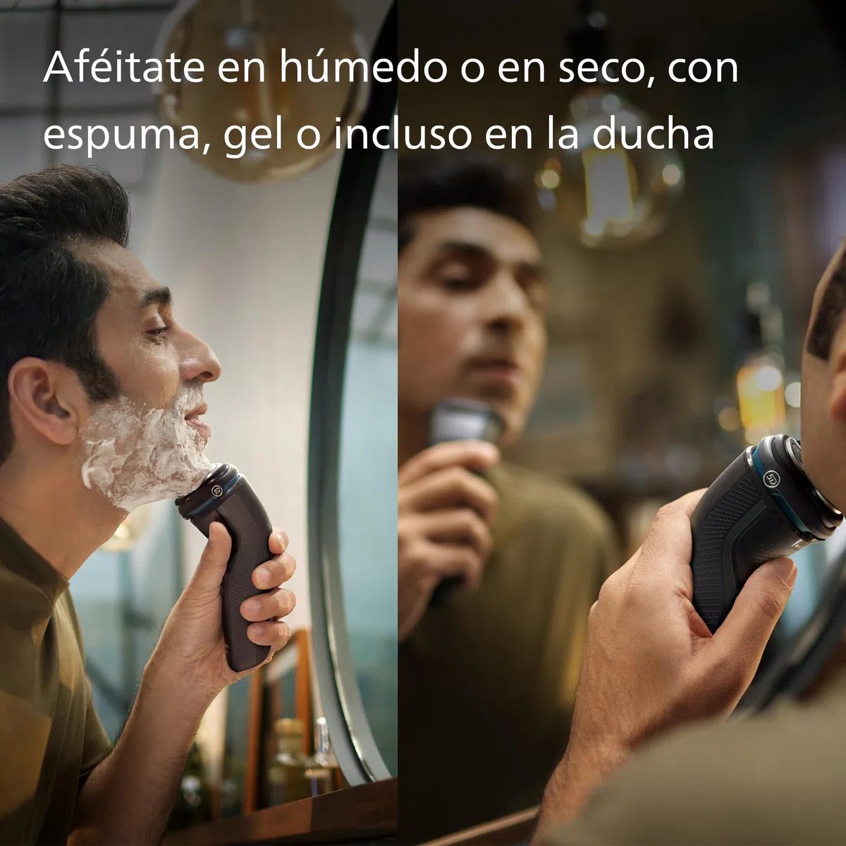 Philips Serie 3000 Afeitadora Eléctrica Hombre, Máquina de Afeitar Barba con Cortapatillas, 27 cuchillas, Cuida la piel, 60min de uso, En Seco y Húmedo, Recargable, S3145/00, Luna