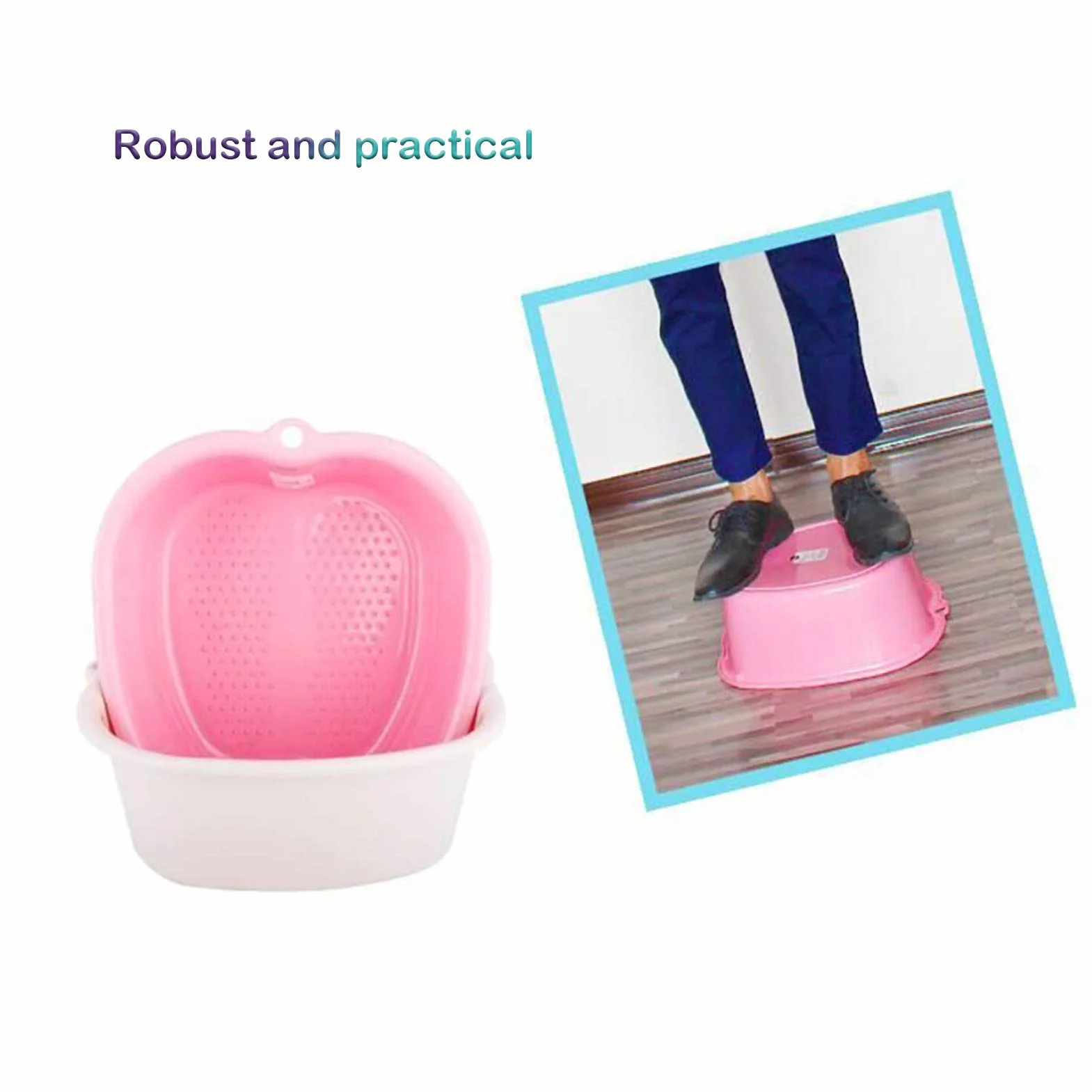 Cuenco grande de plástico para spa y pedicura, para pedicura, para pedicura, desintoxicación y masaje, perfecto para remojar tus pies, uñas y tobillos (White) (Black)