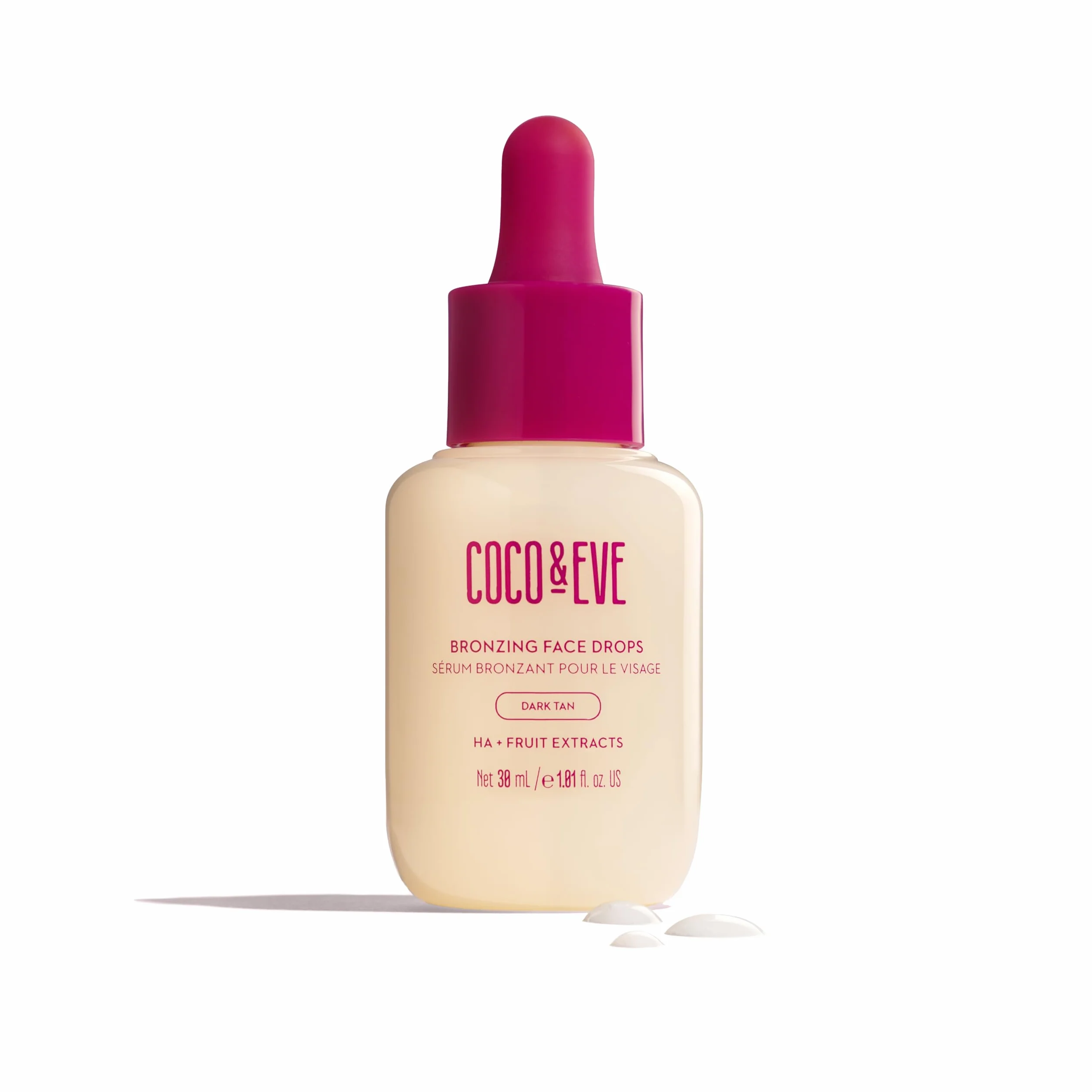 Coco & Eve Sunny Honey - Bronceador facial en gotas - Hidratante con ácido hialurónico - Sérum de bronceado gradual y natural - Para estar moreno sin exponerse al sol - 30ml (Oscuro)