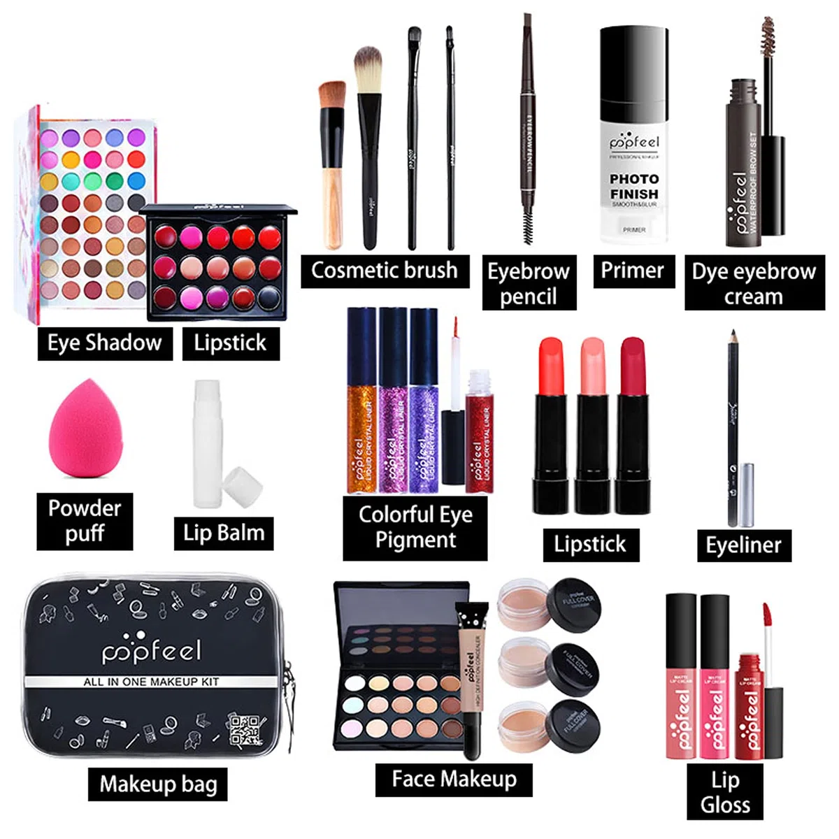 Kit de Maquillaje Profesional Completo, MKNZOME Set de Maquillaje Mujer Estuches de Maquillaje Portátil Paletas de Sombras de Ojos Fundación barra de labios para Mujeres Niñas