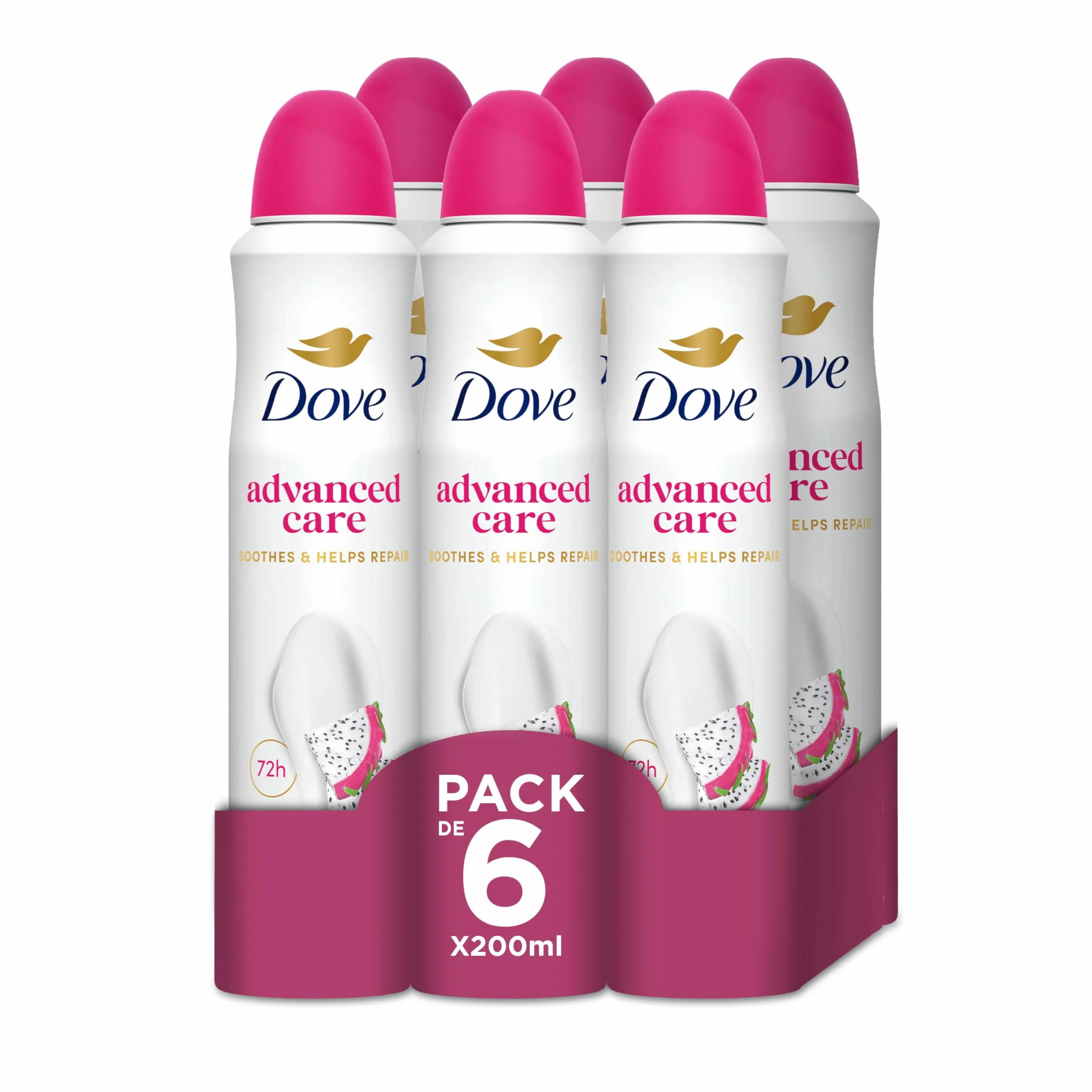 Dove Advanced Care Desodorante Dragon Fruit 72 horas Spray 200ml x6
