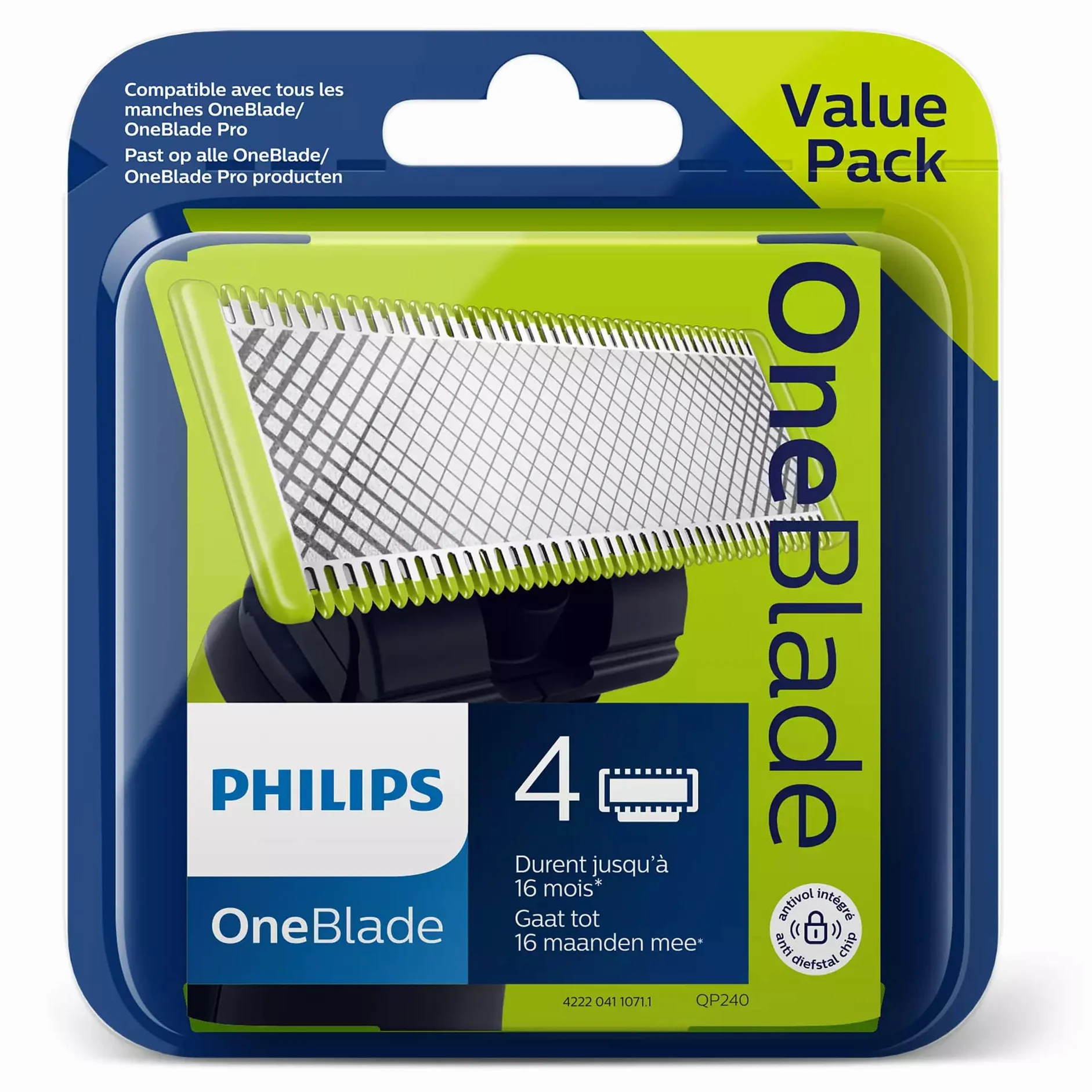 Philips QP240/50 Hoja de afeitar negra, verde, plata 4 pc(s)