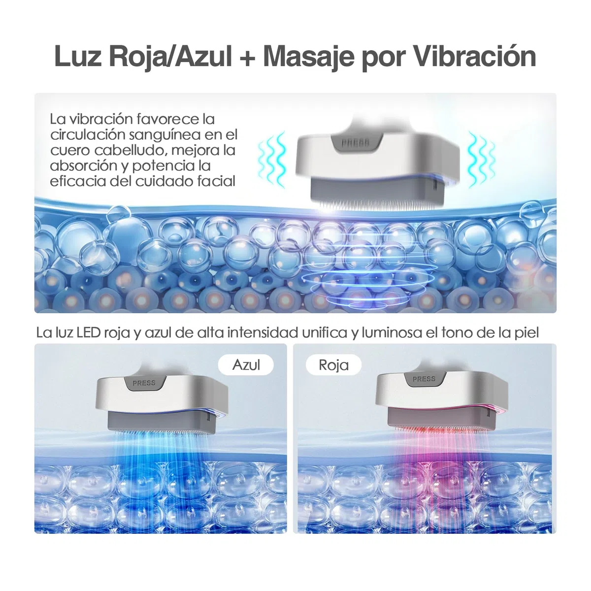 Biopen Derma Stamp 140 Pins, Microneedling + Vibración + Luz LED con 2 Cabezales Reemplazables (0,5 mm) para Cabello Debilitado/Crecimiento de la Barba/Cuidado Facial (Oro Blanco)
