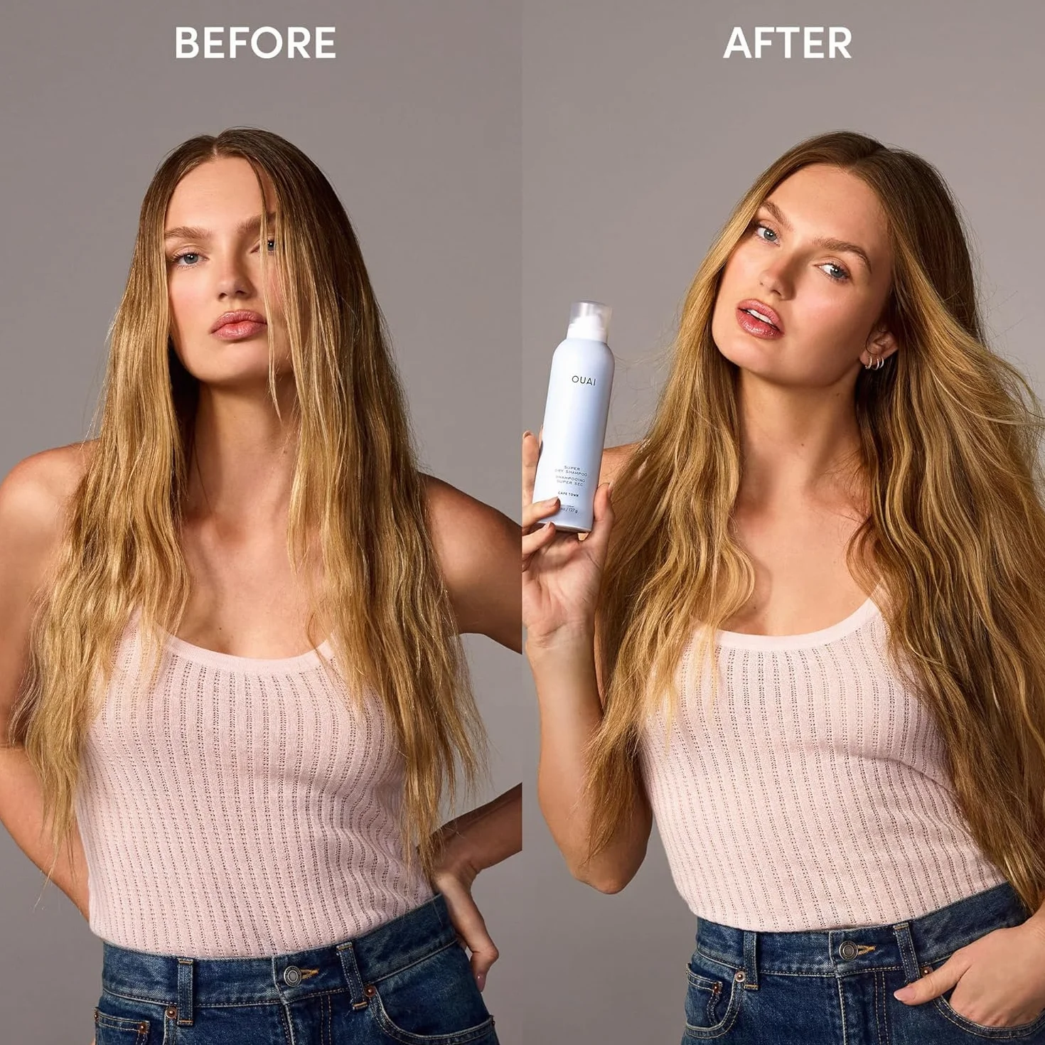OUAI Super Dry Shampoo - Champú en seco voluminizador - Absorbe grasa, suciedad y sudor - Se integra en el cabello sin residuos y con un aroma duradero - Cape Town (127g)