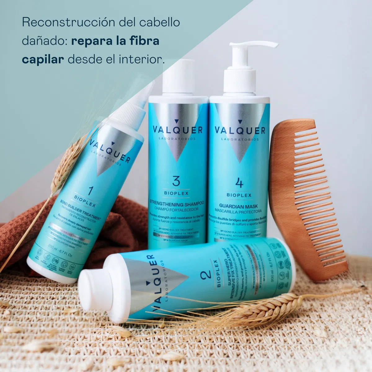 VALQUER Bioplex Tratamiento Capilar Hidratante y Reparador | Protección Intensiva y Reconstrucción Profunda del Cabello Dañado, Seco y Teñido | Apto para Todo Tipo de Pelo | Vegano | 975 ml