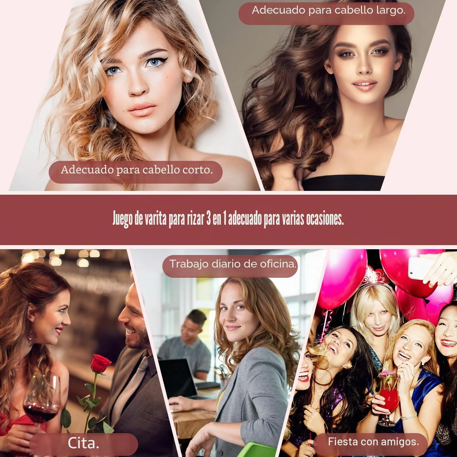 Rizador pelo Ondas Rizador de Pelo 3 en 1 Temperatura Ajustable Rizador Pelo 9-32mm Tenacillas para Rizar el Pelo Profesional Pantalla LCD Curling Iron para Rizos Grandes y Pequeños