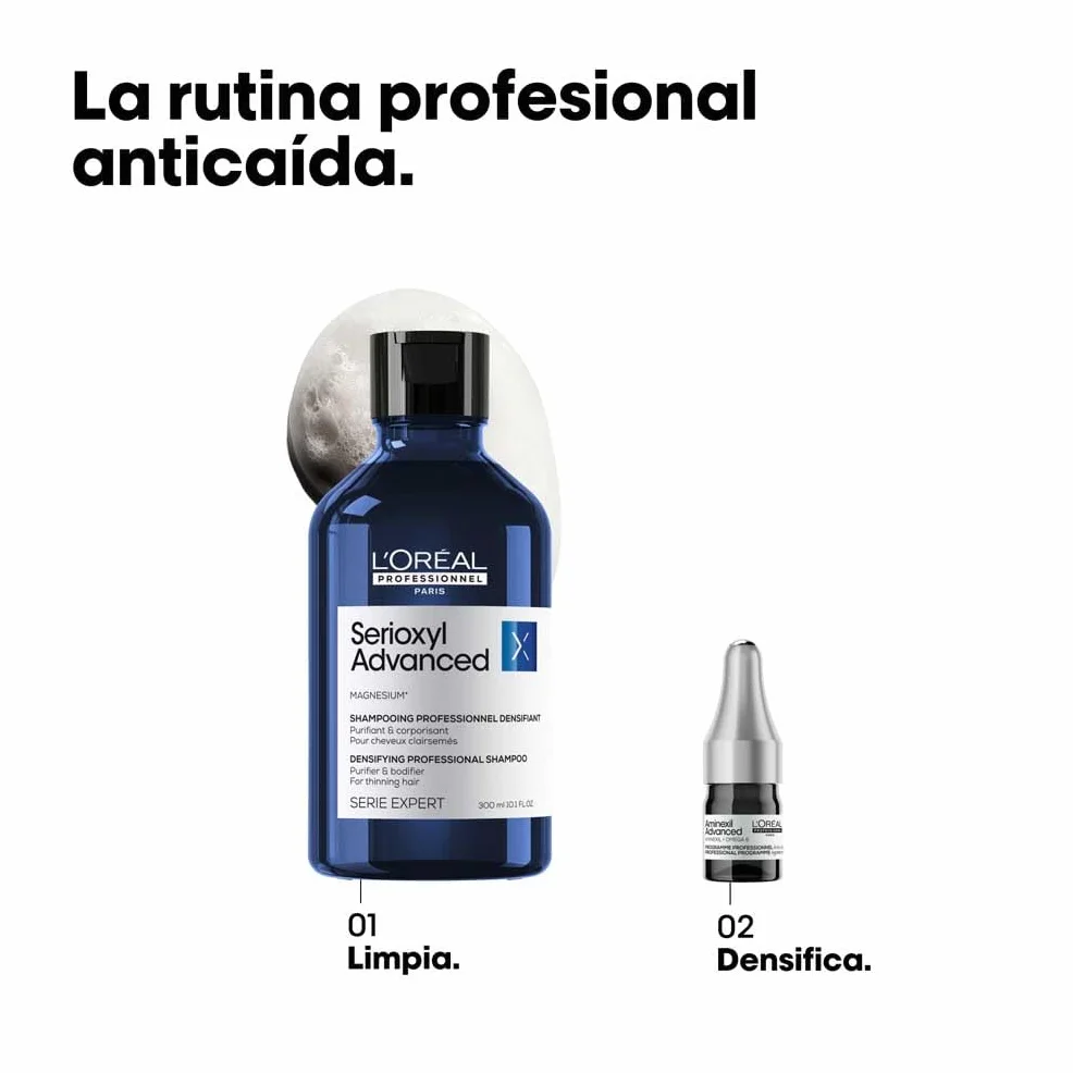 L’Oréal Professionnel Ampollas Enriquecidas con Activos Dermatológicos para Prevenir la Caída del Cabello, Aminexil Advanced, 42 x 6ml