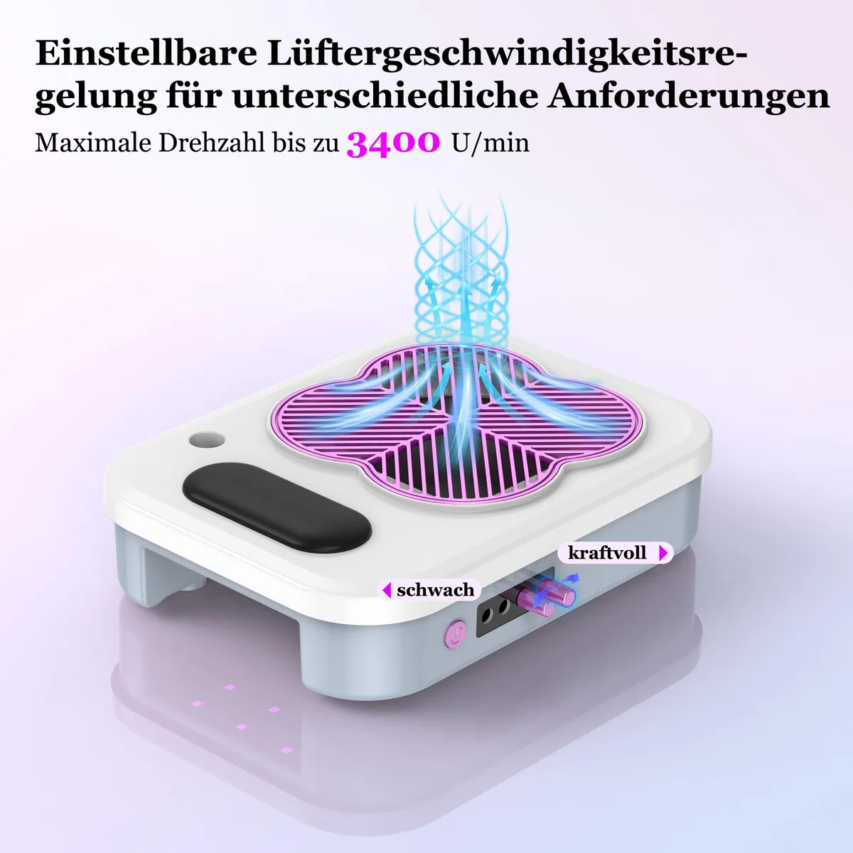 Aspirador de uñas 3 en 1 con lima de uñas eléctrica y lámpara UV LED: aspiradora de uñas ajustable con 3400 rpm. Para técnico de uñas acrílicas. Manicura profesional en salón y en casa