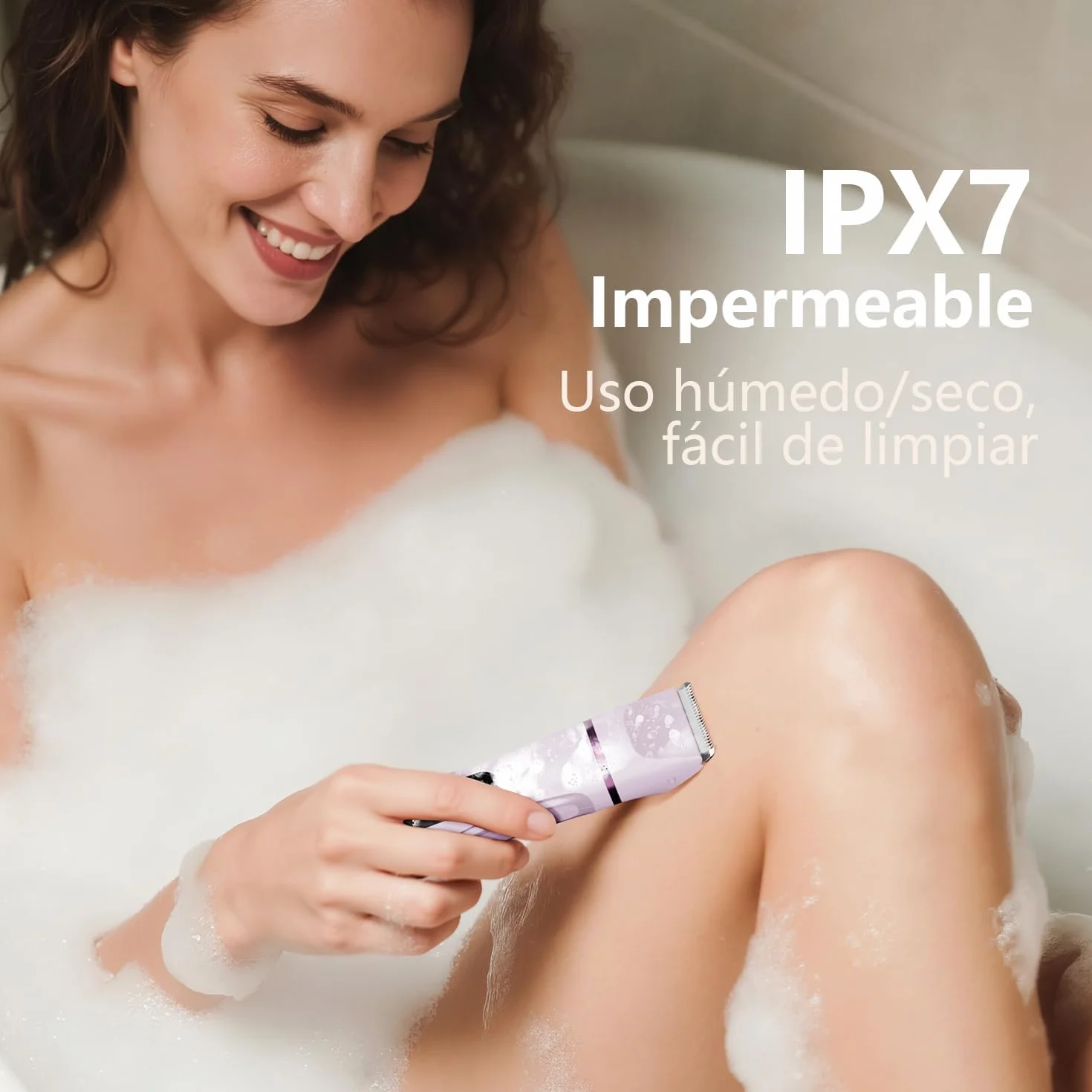 Afeitadora Electrica Mujer IPX7 Impermeable - Rasuradora Mujer Zona Intima (Cara, Braces y Cuerpo), Maquinilla Afeitar con 4 Peines de Precisión, Pantalla LED, Recarga USB, Regalos Aniversario
