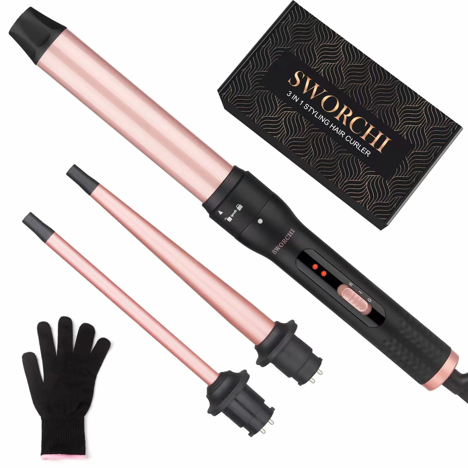 Rizador pelo Ondas Rizador de Pelo 3 en 1 Temperatura Ajustable Rizador Pelo 9-32mm Tenacillas para Rizar el Pelo Profesional Pantalla LCD Curling Iron para Rizos Grandes y Pequeños