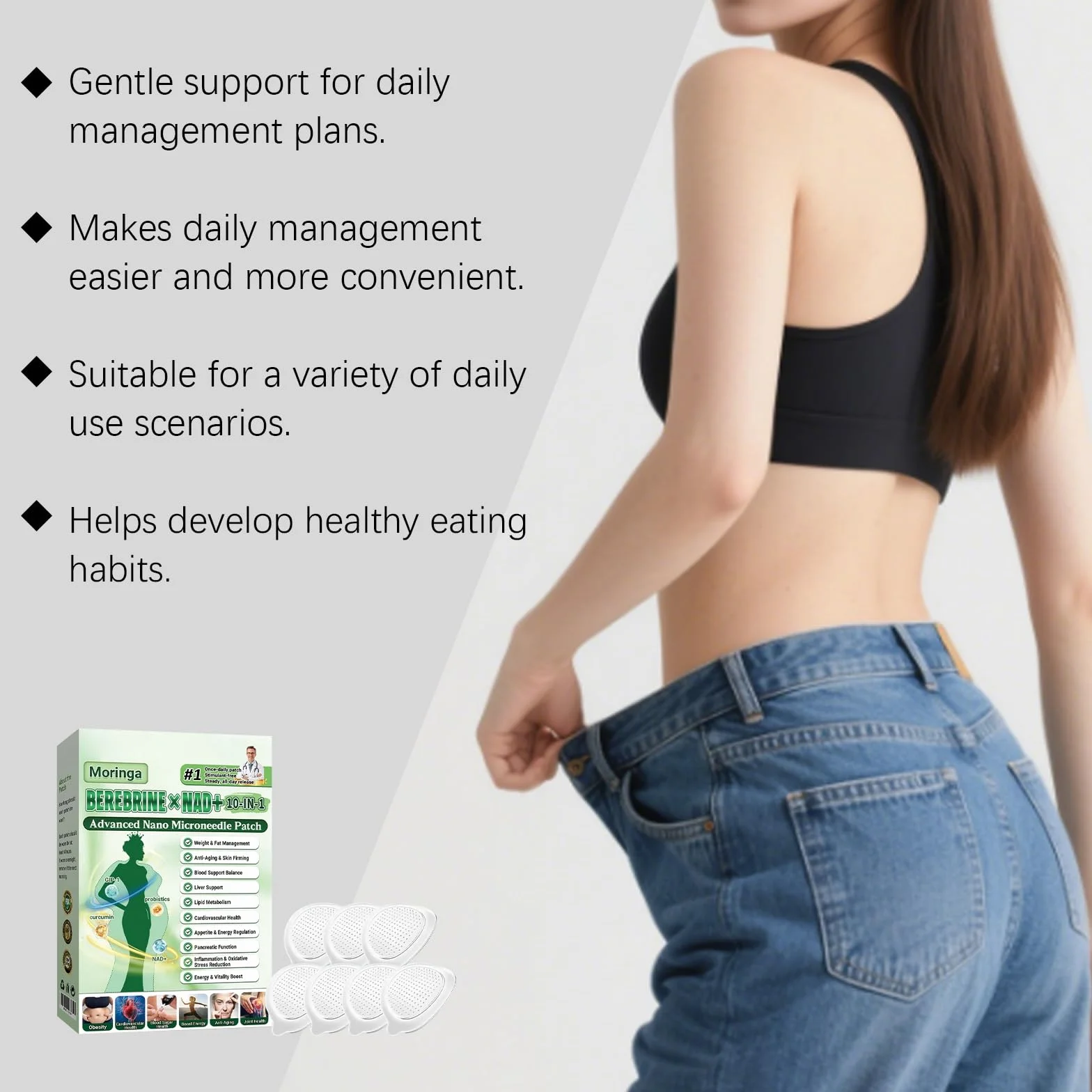 10 Cajas Moringa x Berberine Patch 10 en 1,Parche Avanzado de Nano Microagujas,Parche de Metabalance Profesional,Ingredientes Naturales,Fácil de Aplicar, para Hombres y Mujeres (8 Cajas)