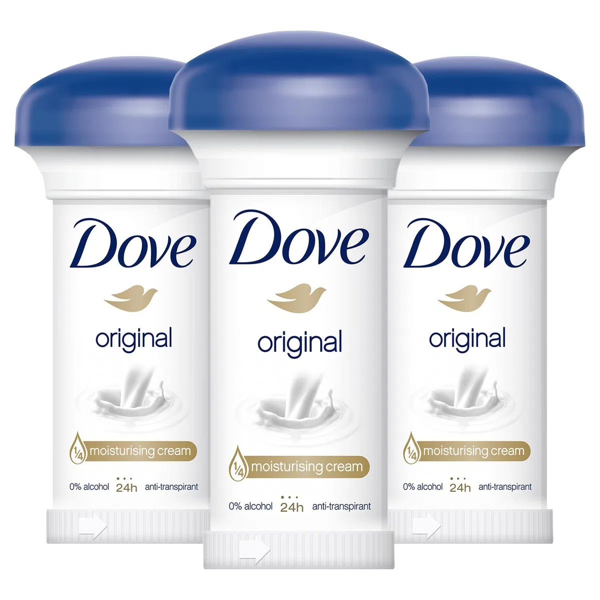 Desodorante antitranspirante en crema Dove Original, 50 ml, paquete de 3 unidades