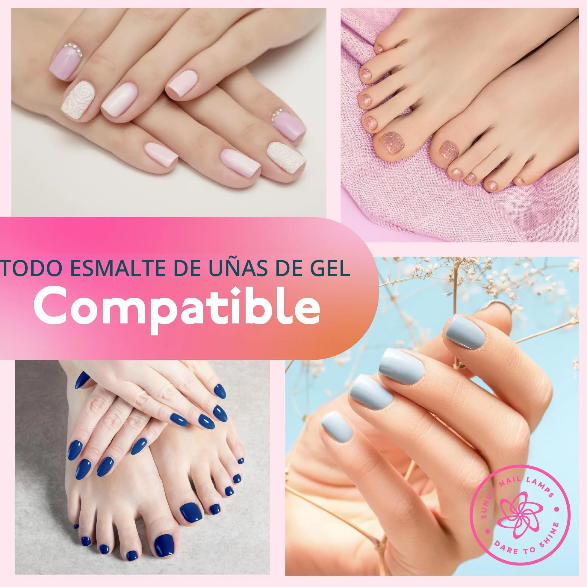 SUNUV Lámpara LED Uñas Lámpara de Uñas Secador de Uñas Rosa con Sensor de Inicio Automático, Pantalla LCD y Temporizador de 30/60/99s