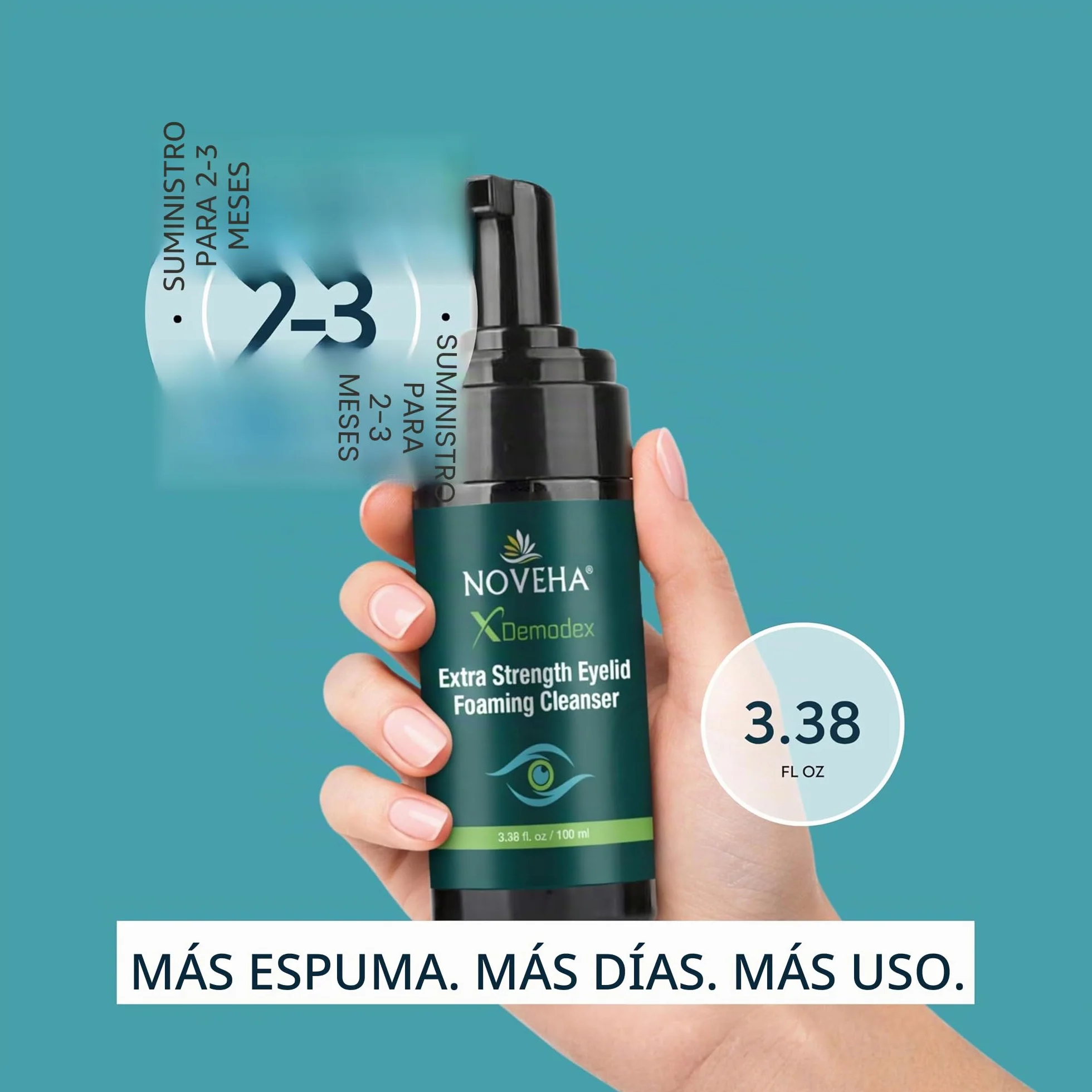 NOVEHA Demodex - Limpiador espumoso extra fuerte, con extracto de aceite de árbol de té, 100 ml