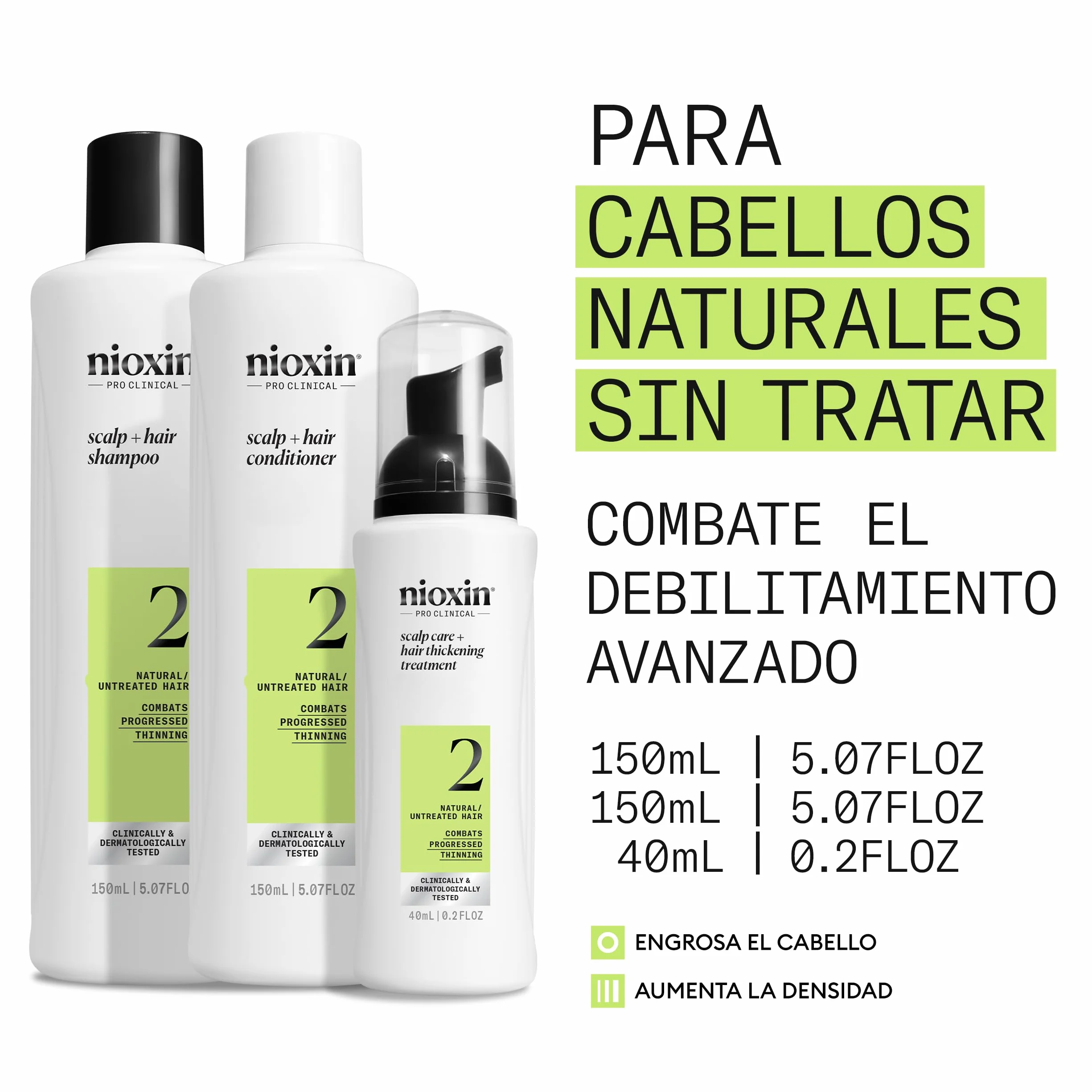 Nioxin Sistema 2 Champú Acondicionador Tratamiento Cabello Natural Debilitamiento Avanzado