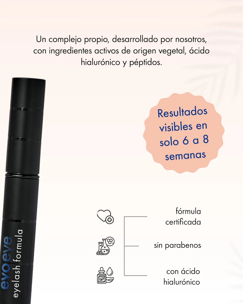 EVOBEAUTÉ evoeye Eyelash Formula 3 ml - Sérum de pestañas de alto rendimiento para la apariencia de pestañas más largas y densas en 6-8 semanas, sérum hidratante con péptidos revitalizantes