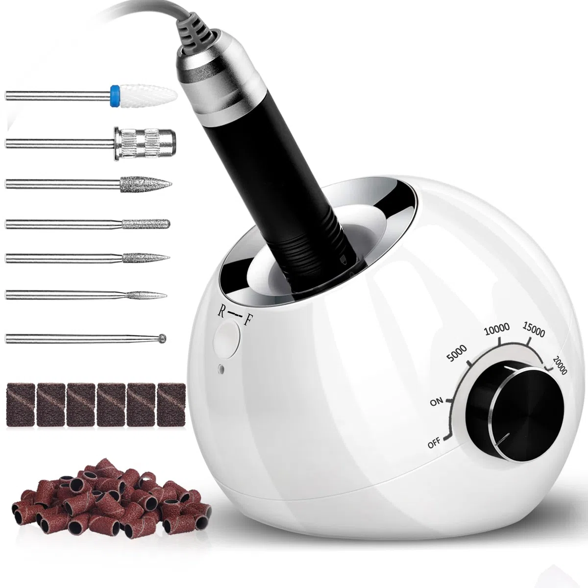 Torno para Uñas Profesional 35000 RPM, AZ GOGO Torno para Uñas de Gel y Acrílico, Lima Eléctrica para Uñas con 7 Brocas, Velocidad Ajustable, Set de Manicura y Pedicura Eléctrico para Salón DIY