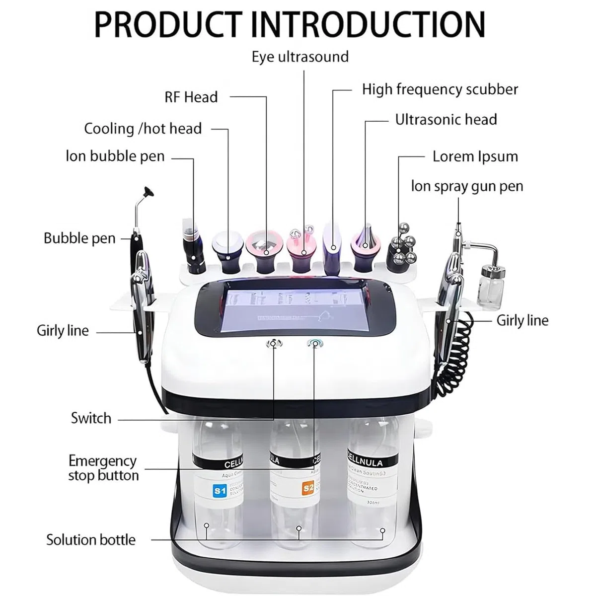 Máquina Hidráulica 10 En 1 Profesional Hydrafacial, Hidrodermoabrasión para Limpieza Profunda Exfoliante, Hidratante Facial con Pantalla LED,Dispositivo Aqua Rejuvenecimiento De Piel