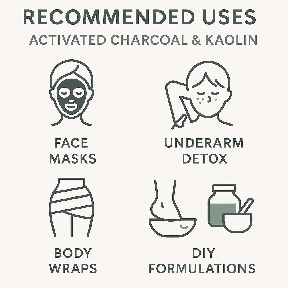 Activated Charcoal & Kaolin Clay Powder – 250g | Natural Detox Blend for Face Masks, Acne, Oily Skin, and DIY Skincare | Deep Pore Cleansing & Oil Control