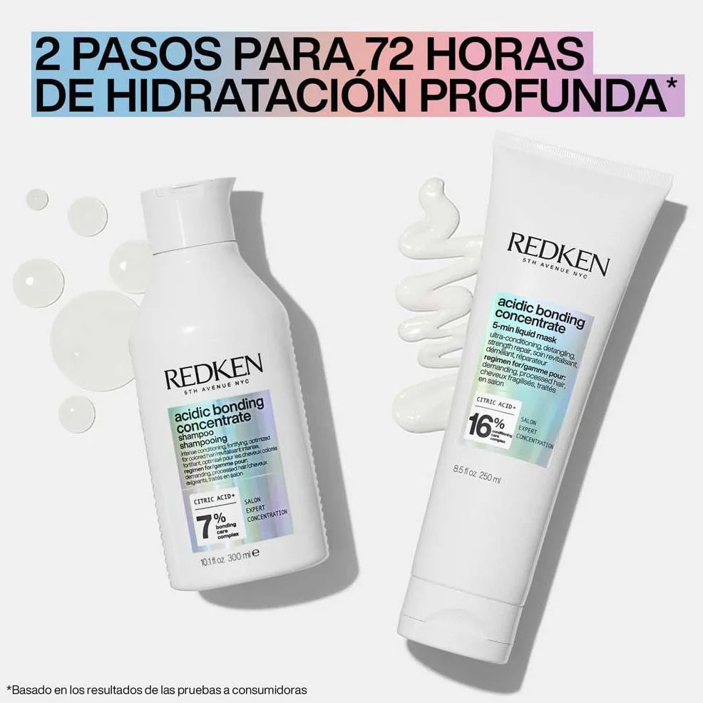 Redken, Mascarilla reparadora desenredante en 5 min, Para cabellos dañados tratados en salón, Acidic Bonding Concentrate, 250 ml