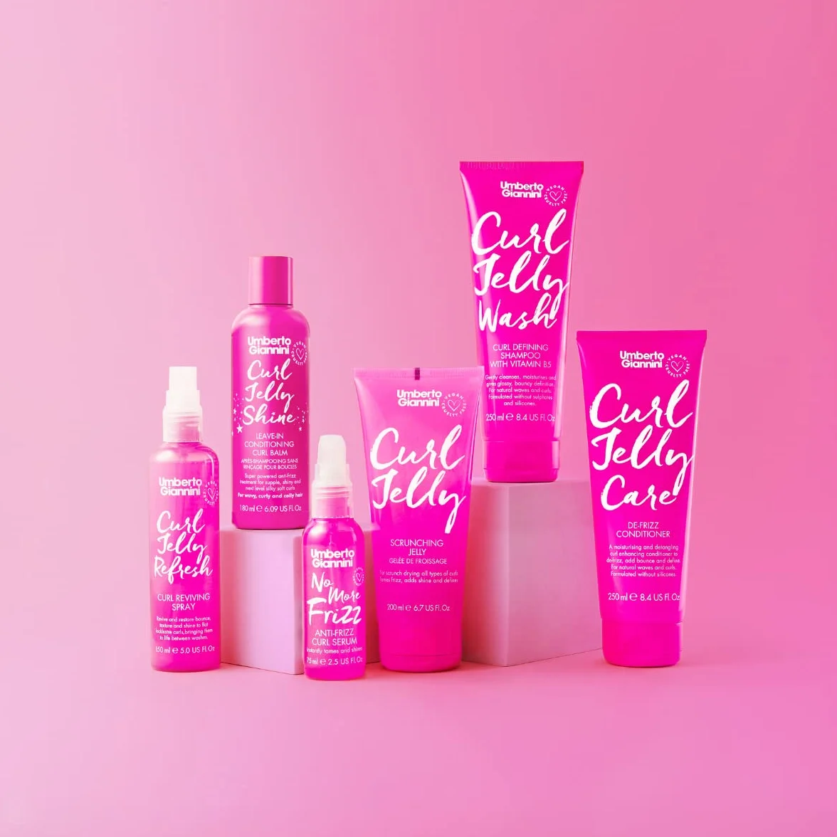 Umberto Giannini Your Best Curls - Juego de regalo de gelatina para rizos y peinados, vegano y libre de crueldad animal para desencrespar y brillar para ondas, rizos y bobinas (caja de regalo, juego