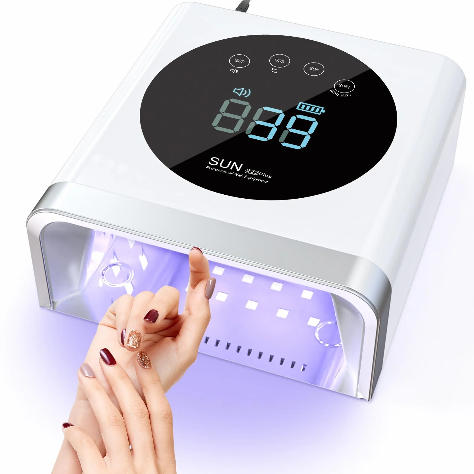 NAILGIRLS Lámpara LED UV Profesional, secador de uñas Rápido de 150 W para gel y esmalte regular, secador LED de gel de curado de esmalte de uñas con 4 ajustes de temporizador, sensor automático