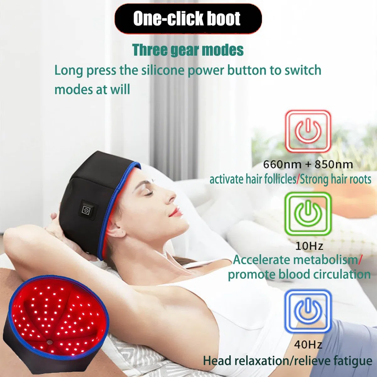 Sistema De Crecimiento Del Cabello Terapia De Luz Roja Tratamiento De Pérdida De Cabello Gorra De Cuidado Del Cabello,Terapia de luz infrarroja for Adelgazar el Cabello. (plata)