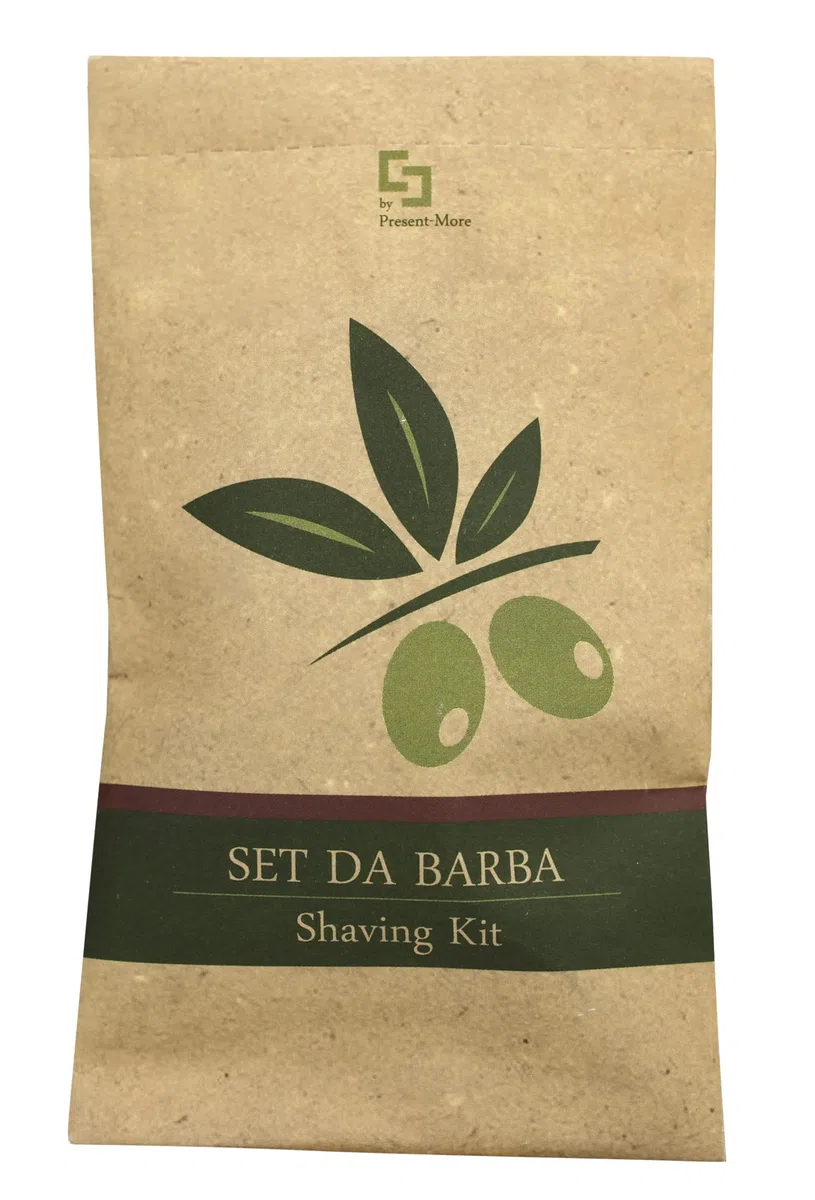 Present-More Kit barba Beauty Oil - Kit cuidado barba 250 unidades para Hoteles y B&B | Kit cuidado barba embolsado individualmente y envasado en material Stone Paper