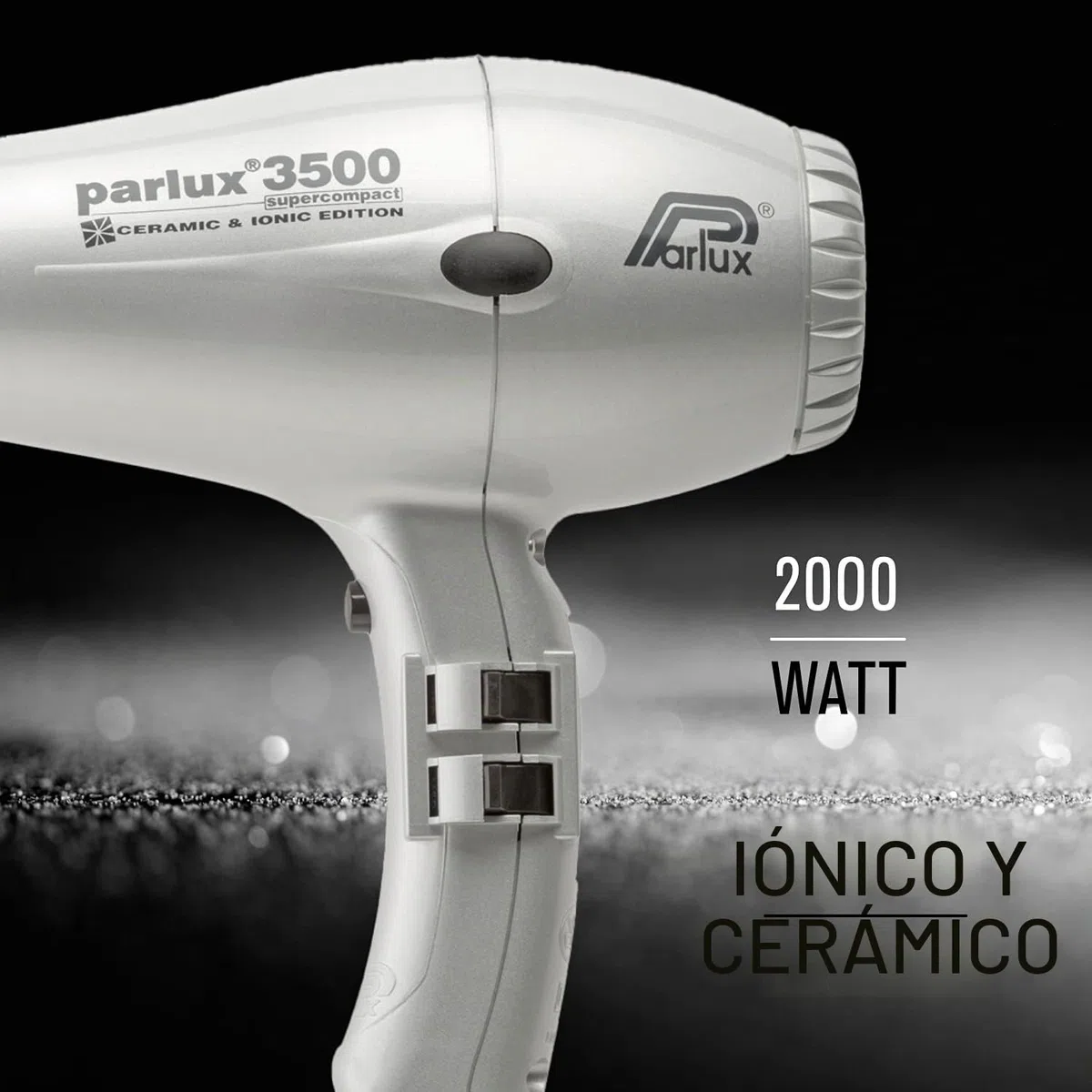 Parlux 3500 Super Compact Secador de pelo de cerámica con iones, 2000 W, Plateado