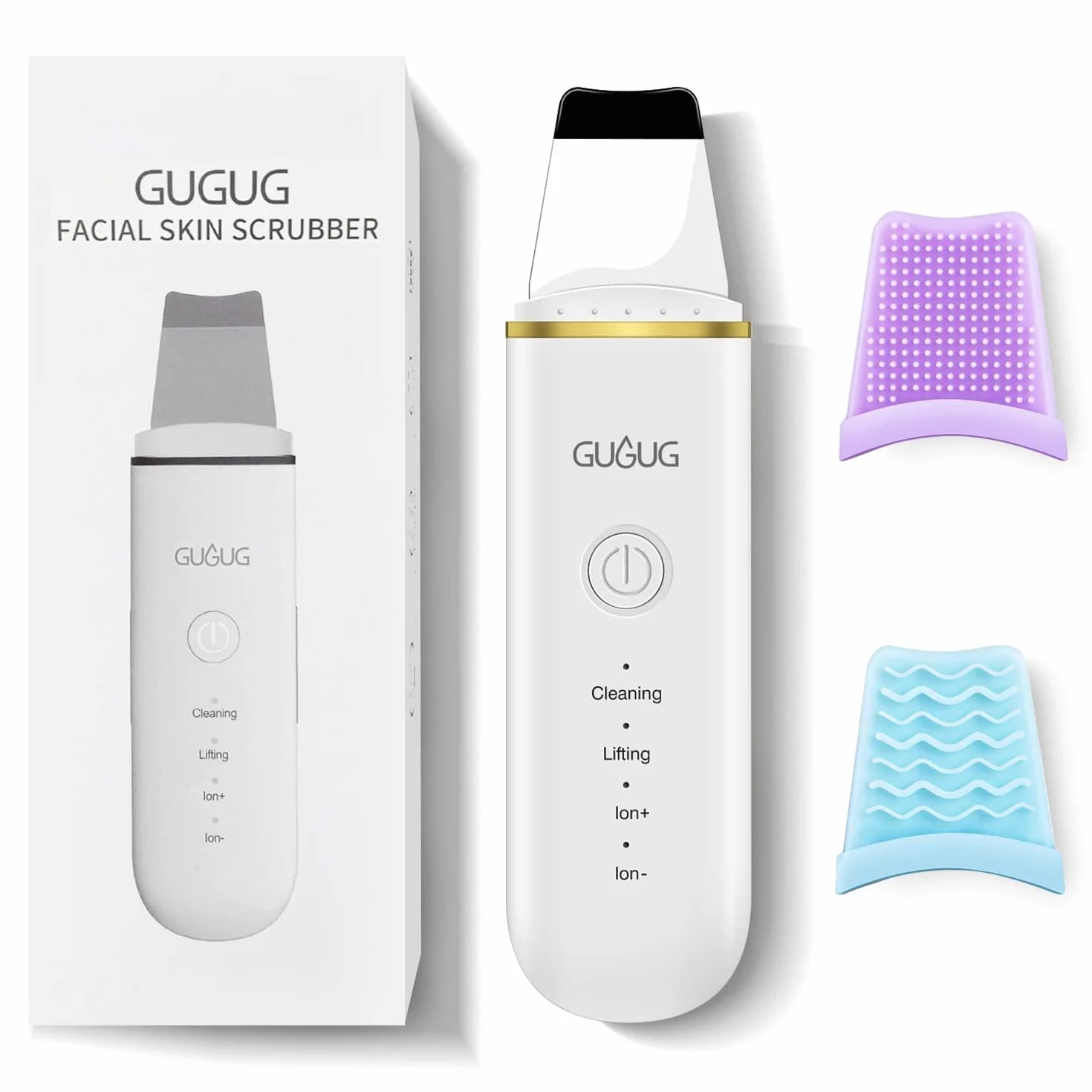 GUGUG Peeling Ultrasónico Facial, Skin Scrubber, Limpiador Facial, Exfoliación de Cara 4 Modos para Limpiar los Poros y Cuidar la Piel, USB Recargable, Dispositivo de Belleza