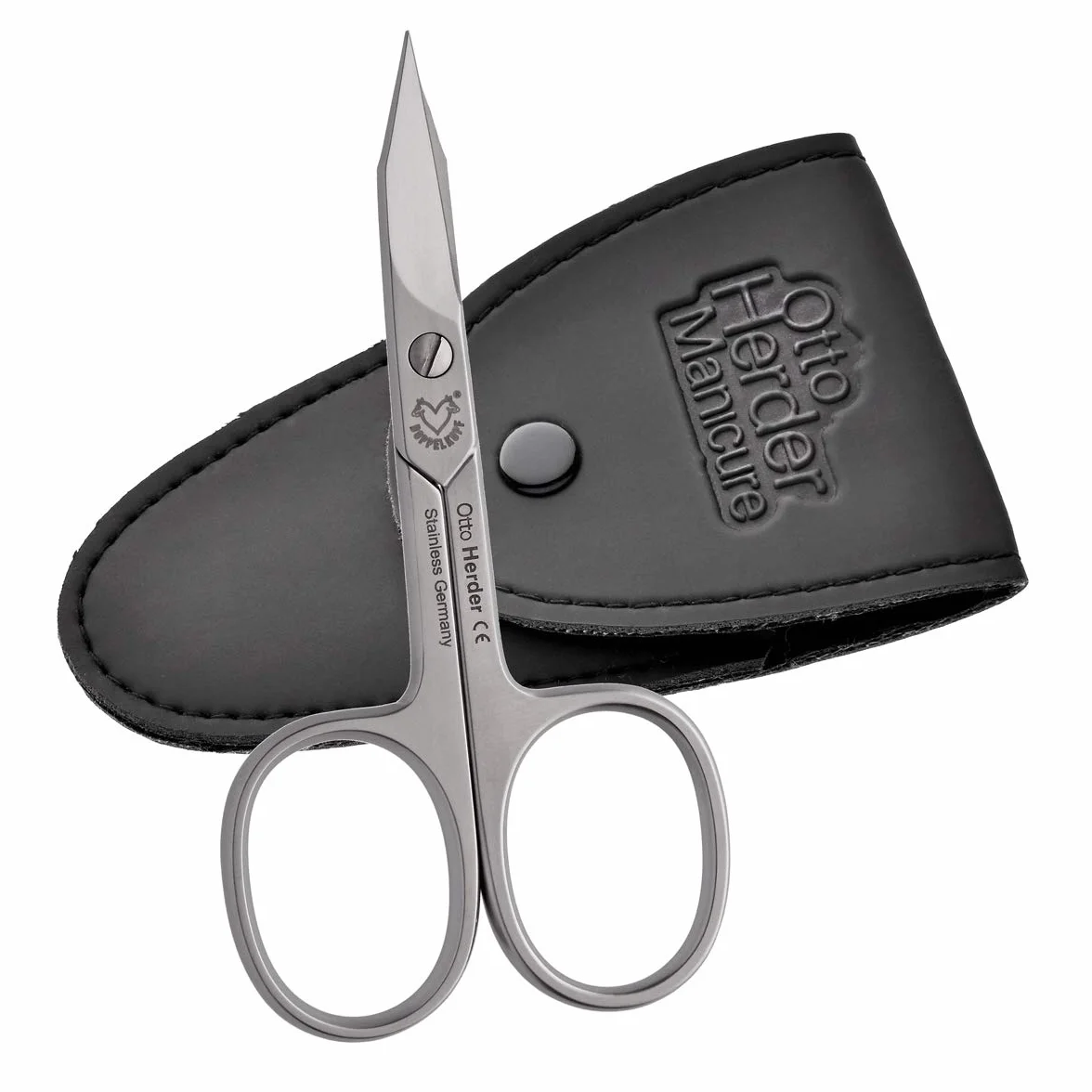 Otto Herder – Tijeras de uñas combinadas extra afiladas para piel y uñas inoxidables en estuche – Tijeras para uñas gruesas y cutículas sobresalientes