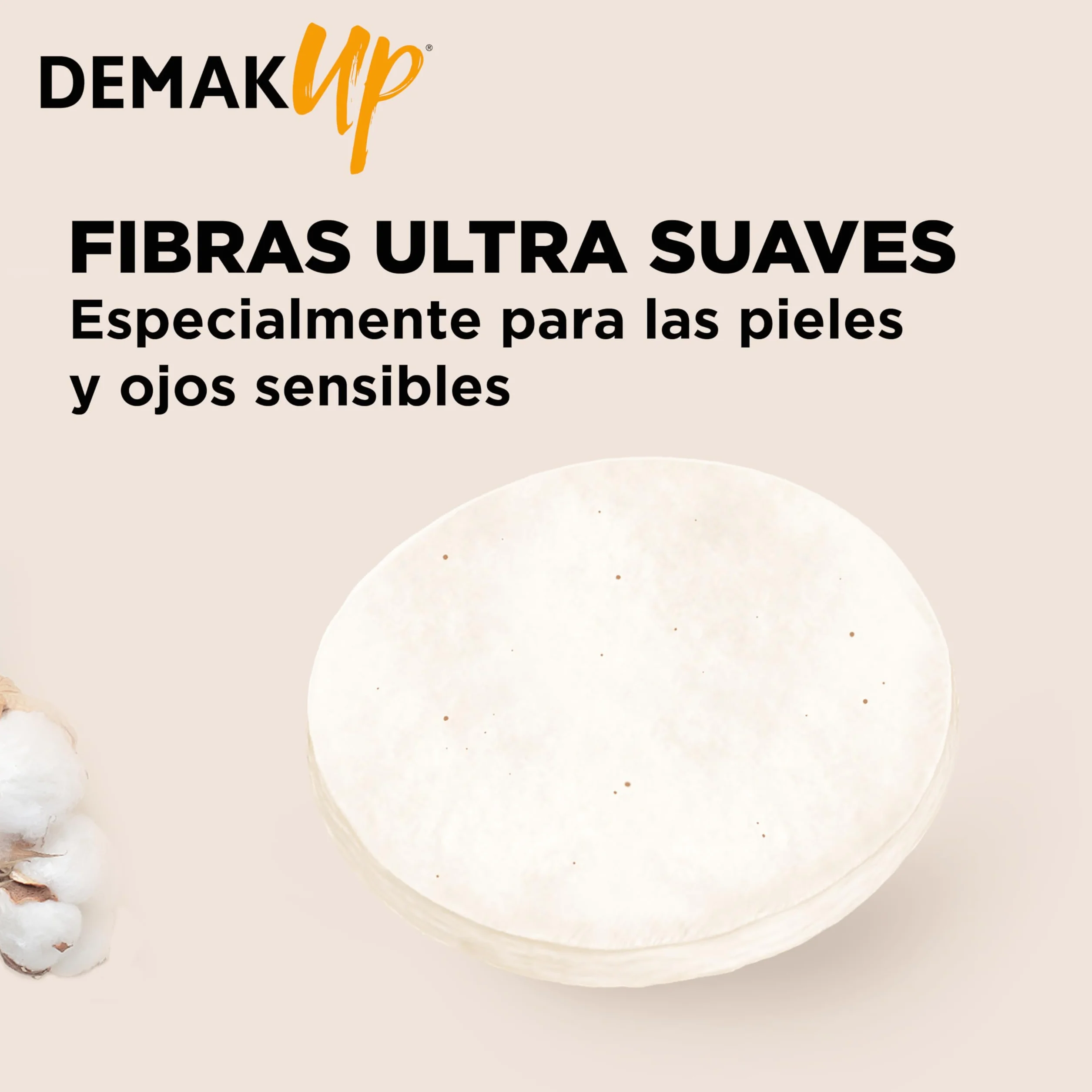 Demak'Up Sensitive - 720 Discos Desmaquillantes Redondos de Algodón Natural Sin Blanquear - 10x72 Unidades