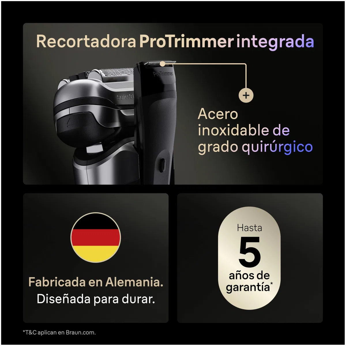 Braun Afeitadora Eléctrica Hombre Series 9 Pro+, Máquina de Afeitar Barba en Seco Y en Mojado con Tecnología 5+1, Inalámbrica, 60 Min de Uso, Base de Carga, 9617si, Plata