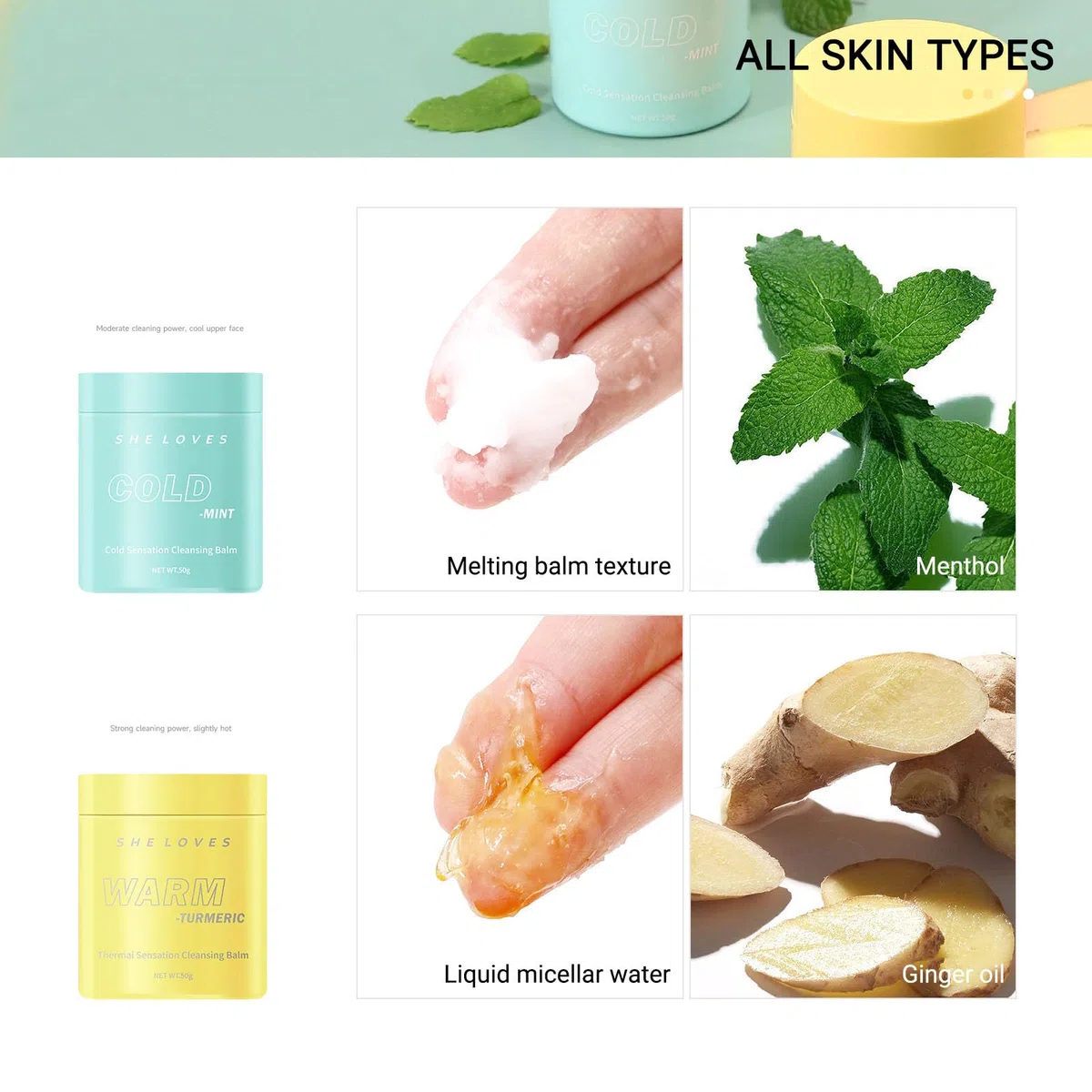 Bálsamo Desmaquillante Facial, Limpiador Facial Todo Tipo de Pieles Retira Suavemente Máscara de Pestañas, Delineador de Ojos y Maquillaje, Ingredientes Naturales - 2 piezas#A