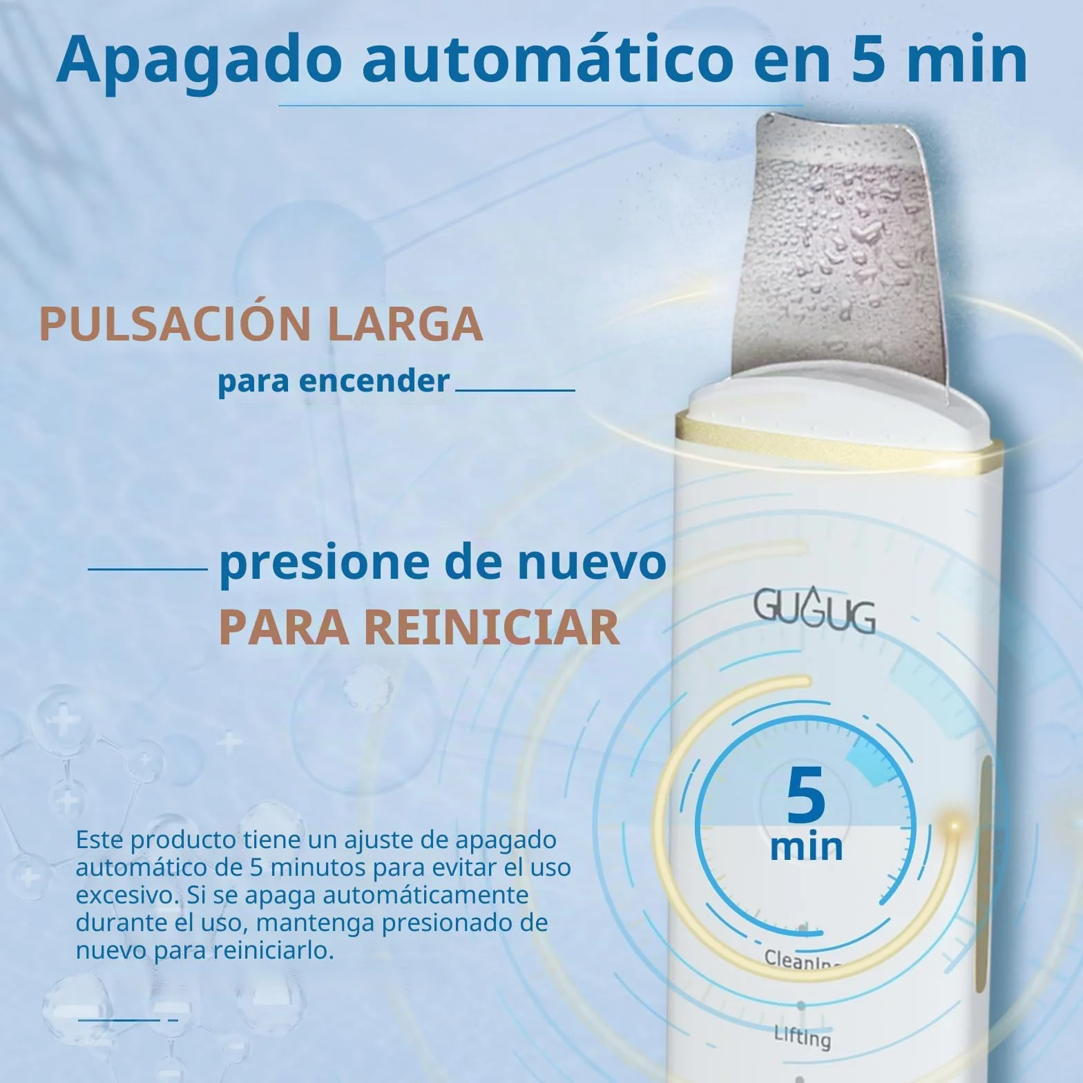 GUGUG Peeling Ultrasónico Facial, Skin Scrubber, Limpiador Facial, Exfoliación de Cara 4 Modos para Limpiar los Poros y Cuidar la Piel, USB Recargable, Dispositivo de Belleza