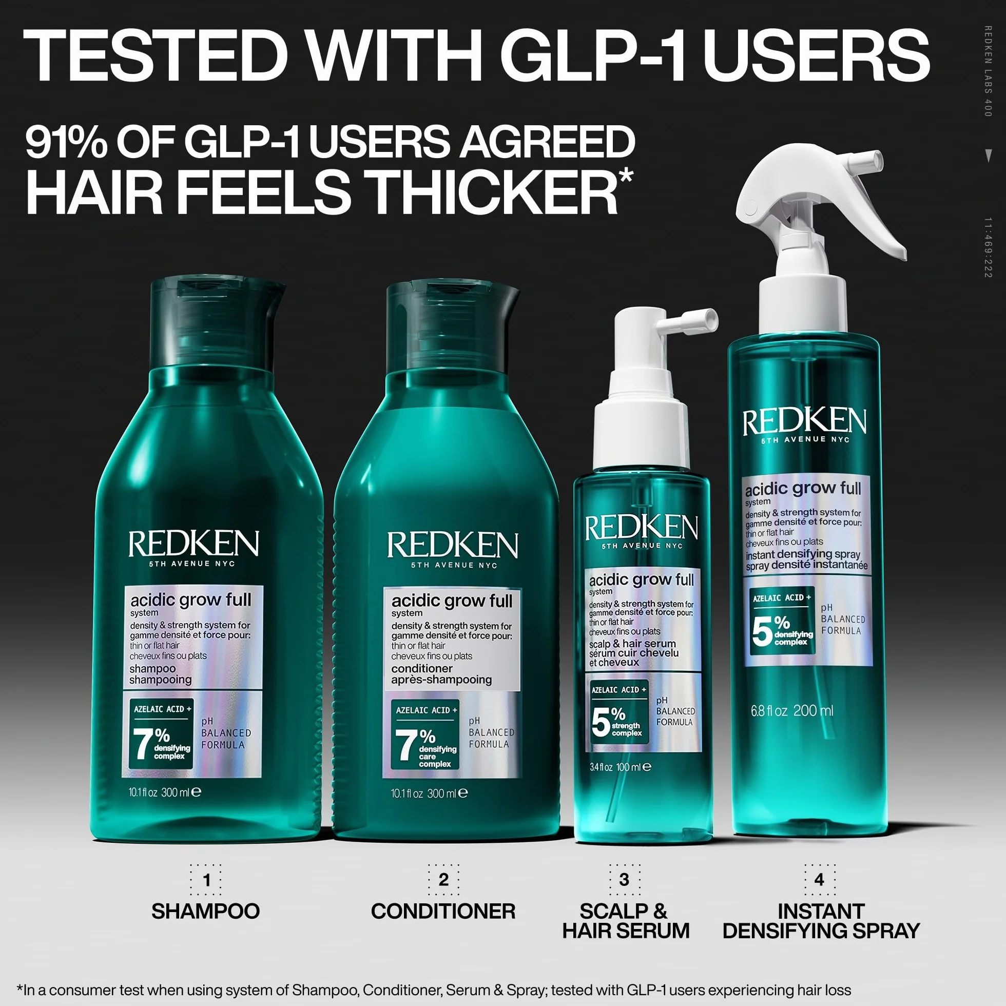 Redken, Sérum Sin Aclarado para Cuero Cabelludo Seco, Reequilibra e Hidrata, Fortalece y Densifica el Cabello, Con Ácido Azelaico y Cafeína, Acidic Grow Full System, 100 ml