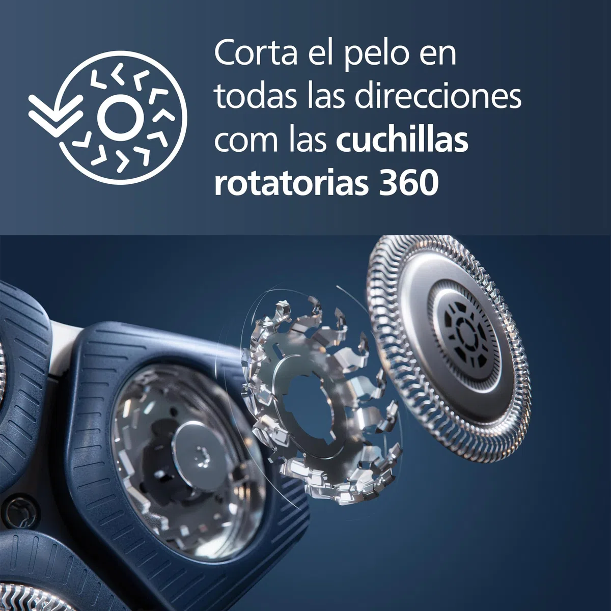 Philips Serie 7000 Afeitadora Eléctrica Hombre, Máquina de Afeitar Barba con Recortadora, 60min de uso, En Seco y Húmedo, Recargable, Centro de Limpieza, Base Carga, 4 Cartuchos, S7885/63, Azul
