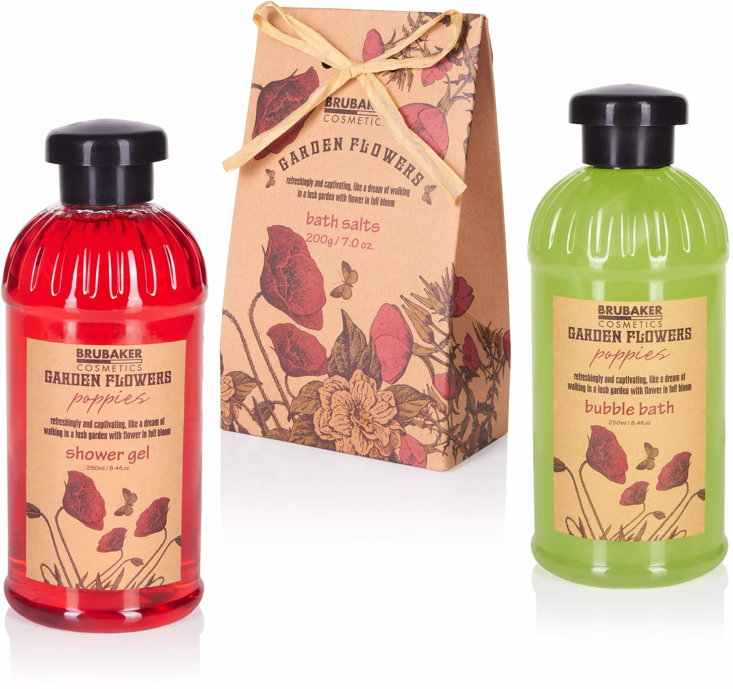 BRUBAKER Cosmetics Set de Baño y Ducha Garden Flowers 14 piezas Cesta Regalo Mujer