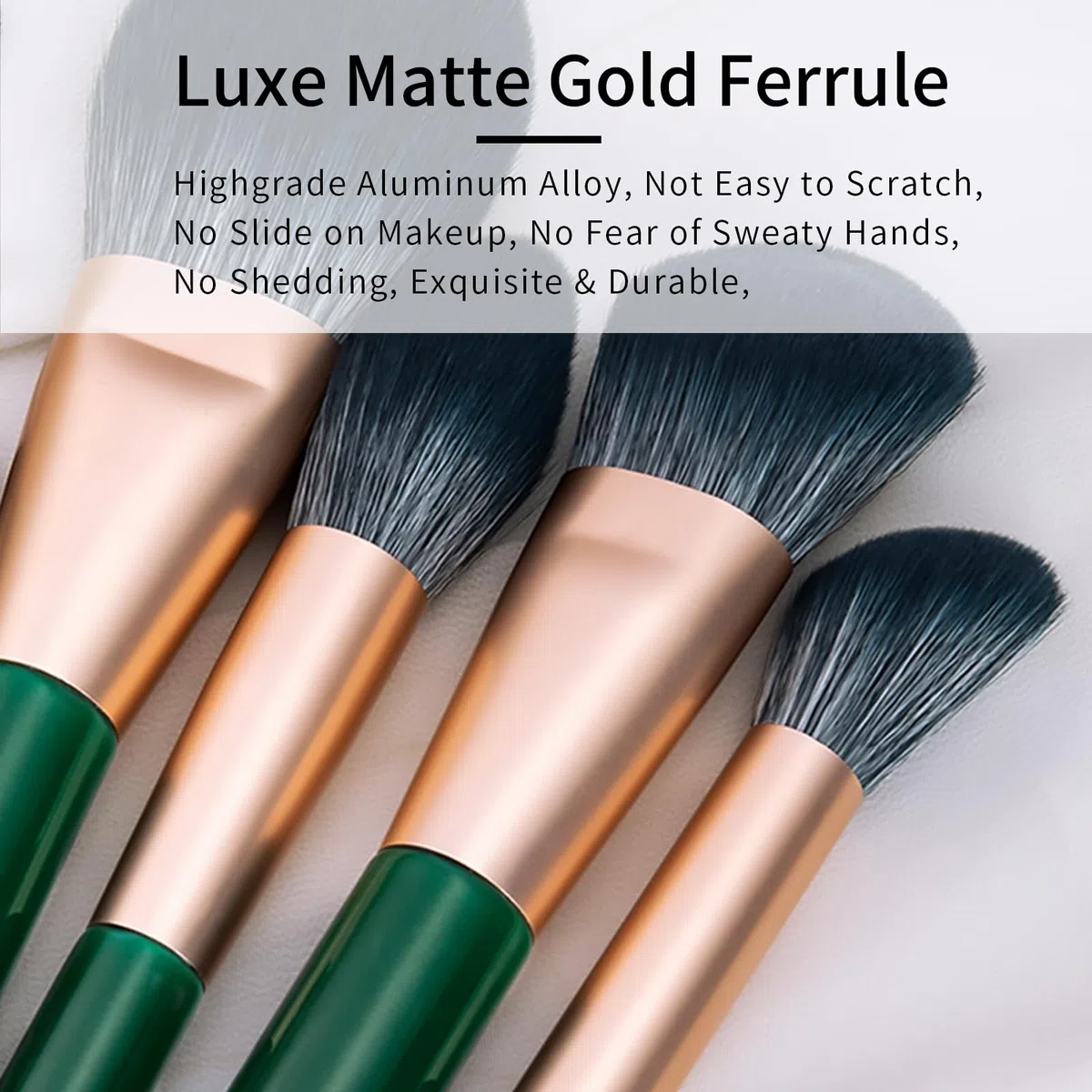ENZO KEN Juego de Brochas de Maquillaje de Fibra Natural y Pelo de Cabra Professional, Set de Brochas de Maquillaje para Pelo Combinado con Bolso de Mano, Brochas Verde de Pelo Natural.