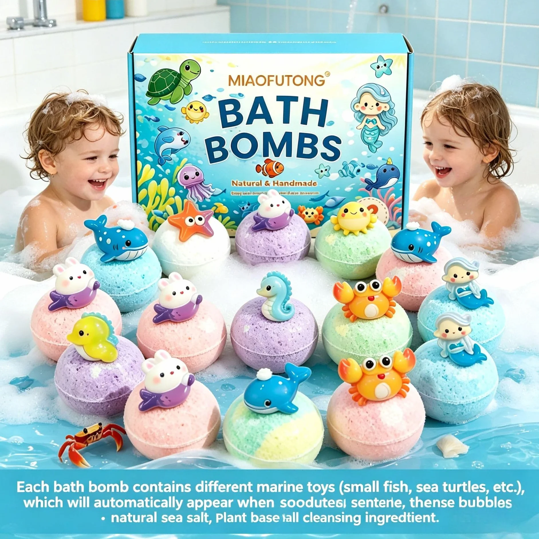 PlayFizz - Easter Surprise Bath Bombs WITH TOYS for KIDS 1 Box – 12 Pieces(1 Box – 12 Pieces)