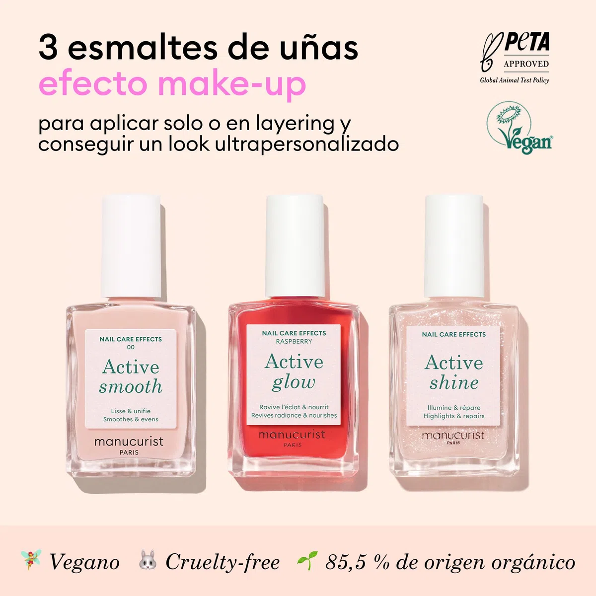 Manucurist Active Icons Trio Pintauñas Set : Esmaltes de Uñas Active con Smooth 00, Shine y Glow Raspberry - Fortalecedores de Uñas, Abrillantadores y Cuidado - Regalo Mujer