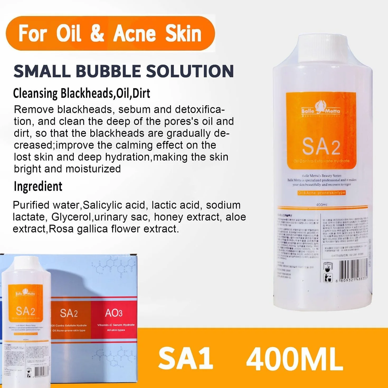 Piel cuidado facial belleza Aqua Peel solución 400ml por botella cara limpieza e hidratación