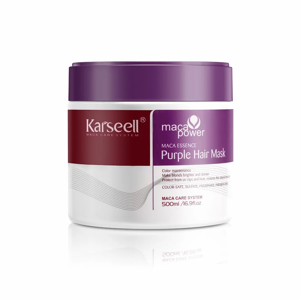 Karseell Mascarilla Pelo Violeta, Reparación del Cabello Teñido Iluminar el cabello Para Pelo Rubio, Gris, Canas, 500ml