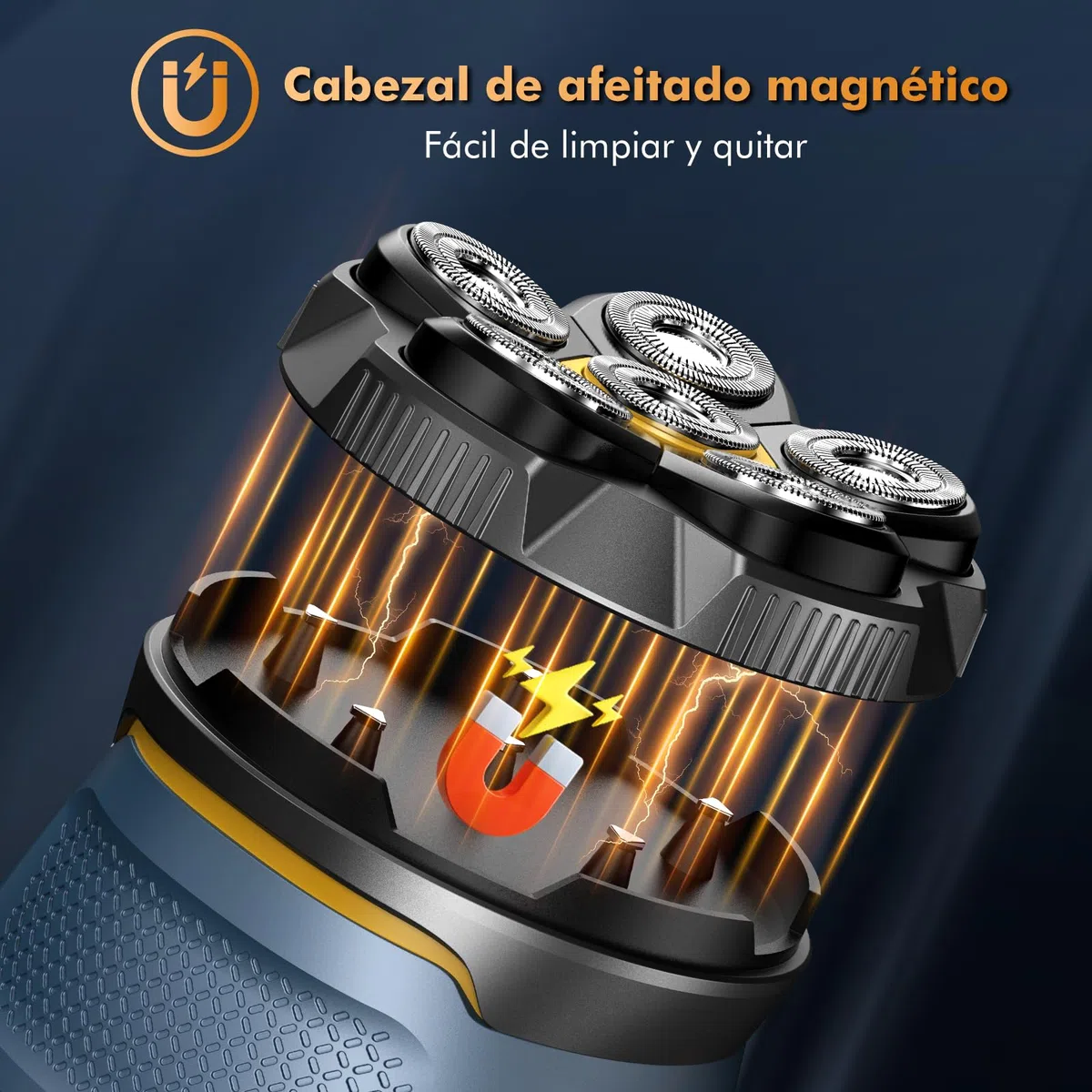 Afeitadora Cabeza Hombre, IPX7 Impermeable Maquina Afeitar Cabeza para Calvo, 6D Cabezales Magnéticos Maquinilla Afeitadora electrica hombre en Seco y Húmedo con Pantalla LED, USB-C