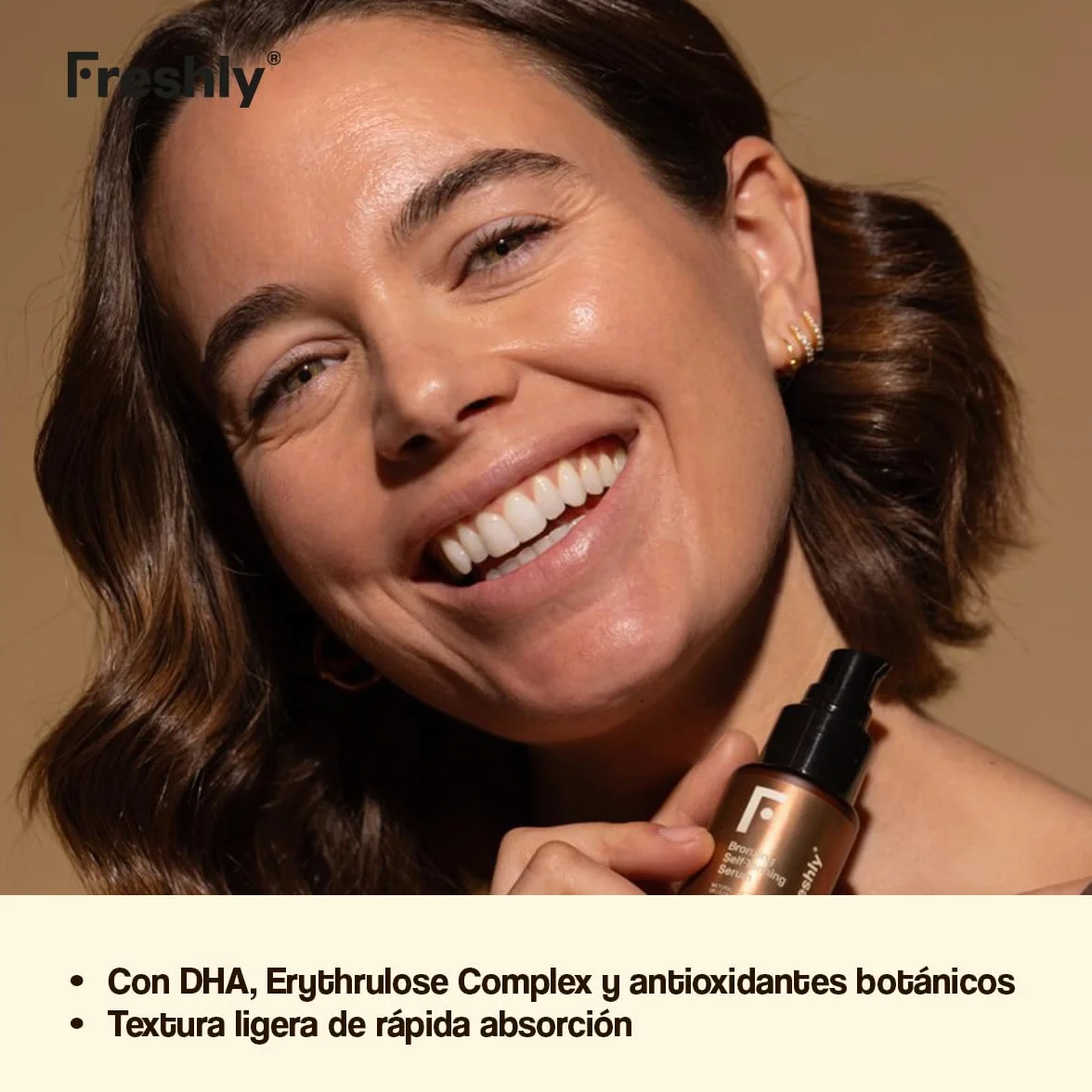 Freshly Cosmetics | Bronzing Self-Tanning Serum | Autobronceador Facial Natural | 30 ml | Sérum Facial para Bronceado Gradual y Uniforme