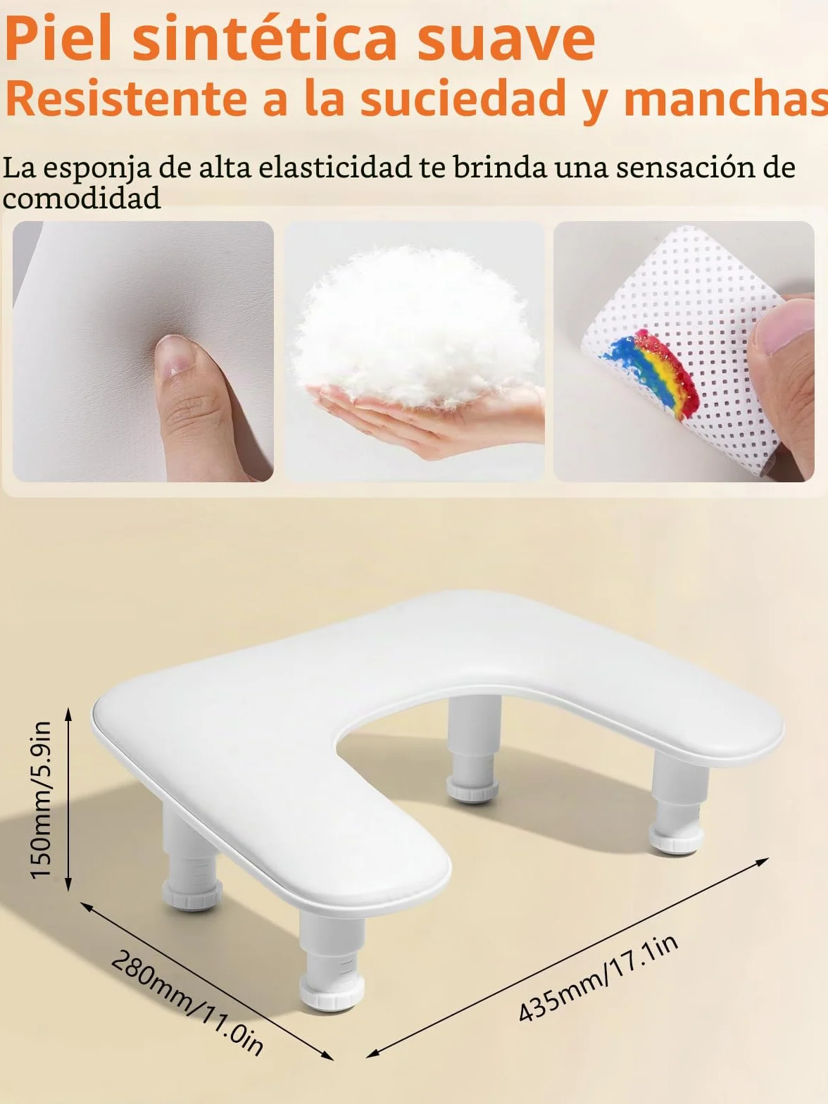 Deciniee Reposabrazos Manicura: En Forma de U Reposa Manos para Manicura - Altura Ajustable Apoya Manos Manicura para Mesa Manicura Profesional - Blanco