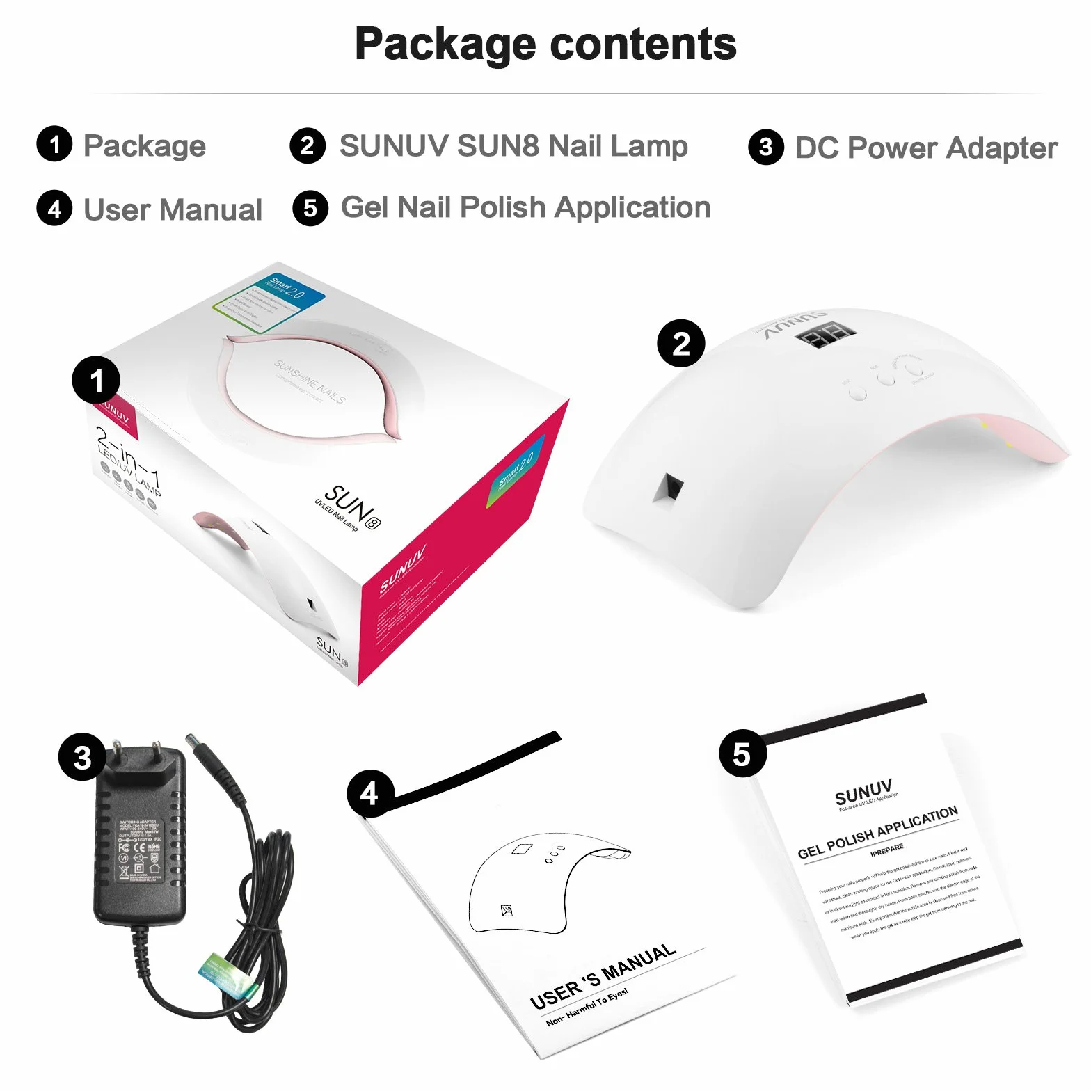 SUNUV Lámpara LED Uñas Lámpara de Uñas Secador de Uñas Rosa con Sensor de Inicio Automático, Pantalla LCD y Temporizador de 30/60/99s